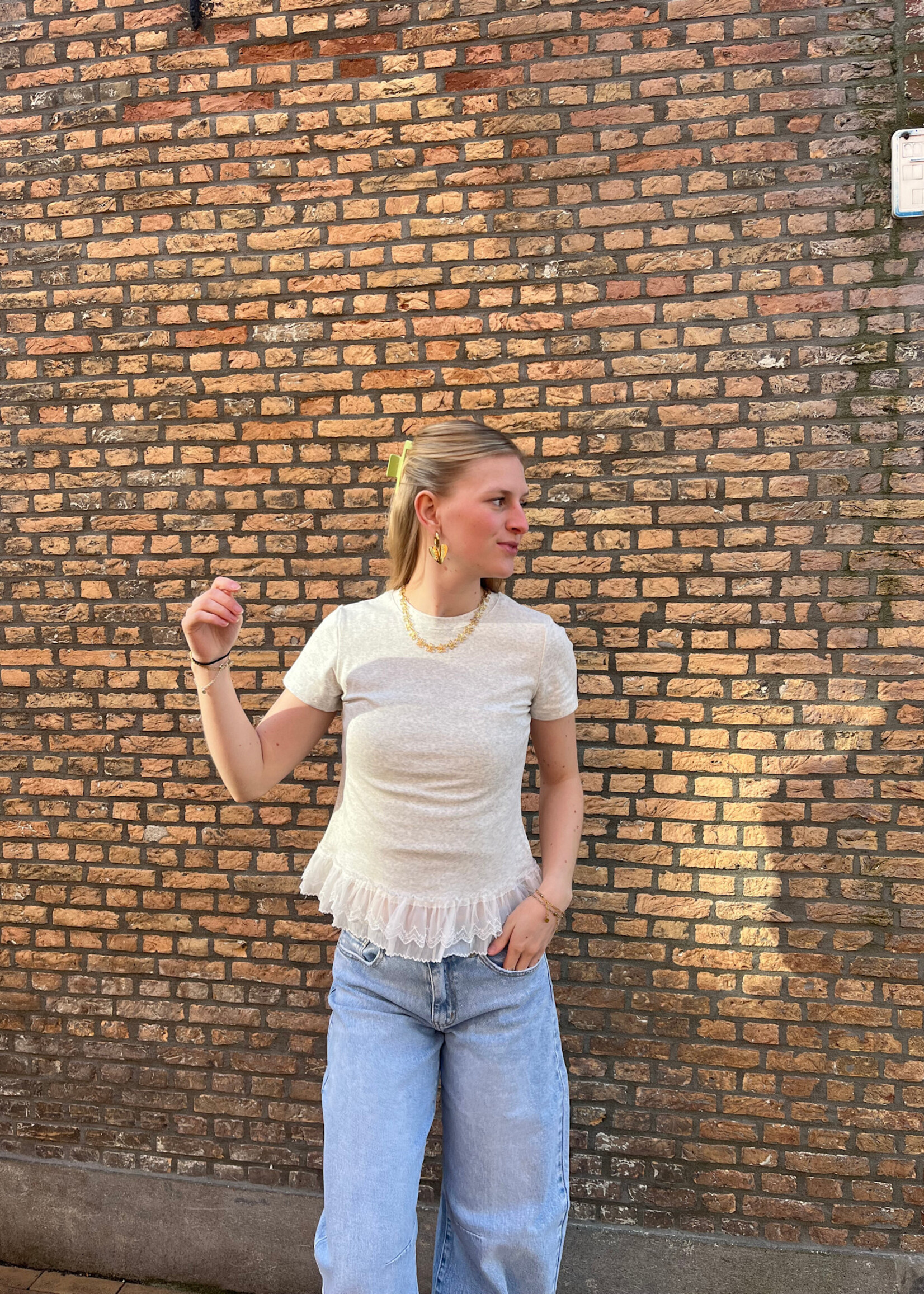 Flo Boutique T-shirt Madée Lace Grey