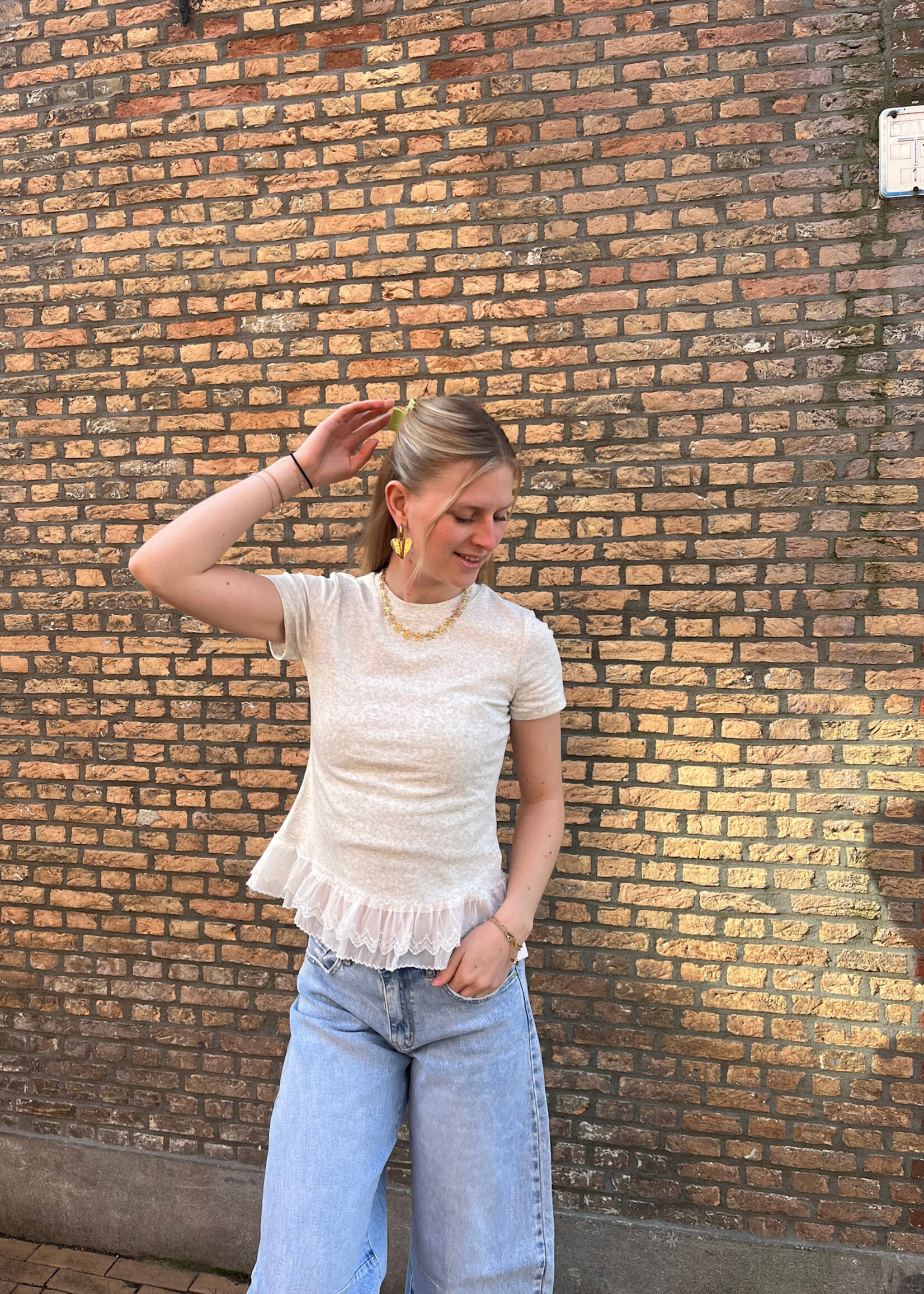 Flo Boutique T-shirt Madée Lace Grey