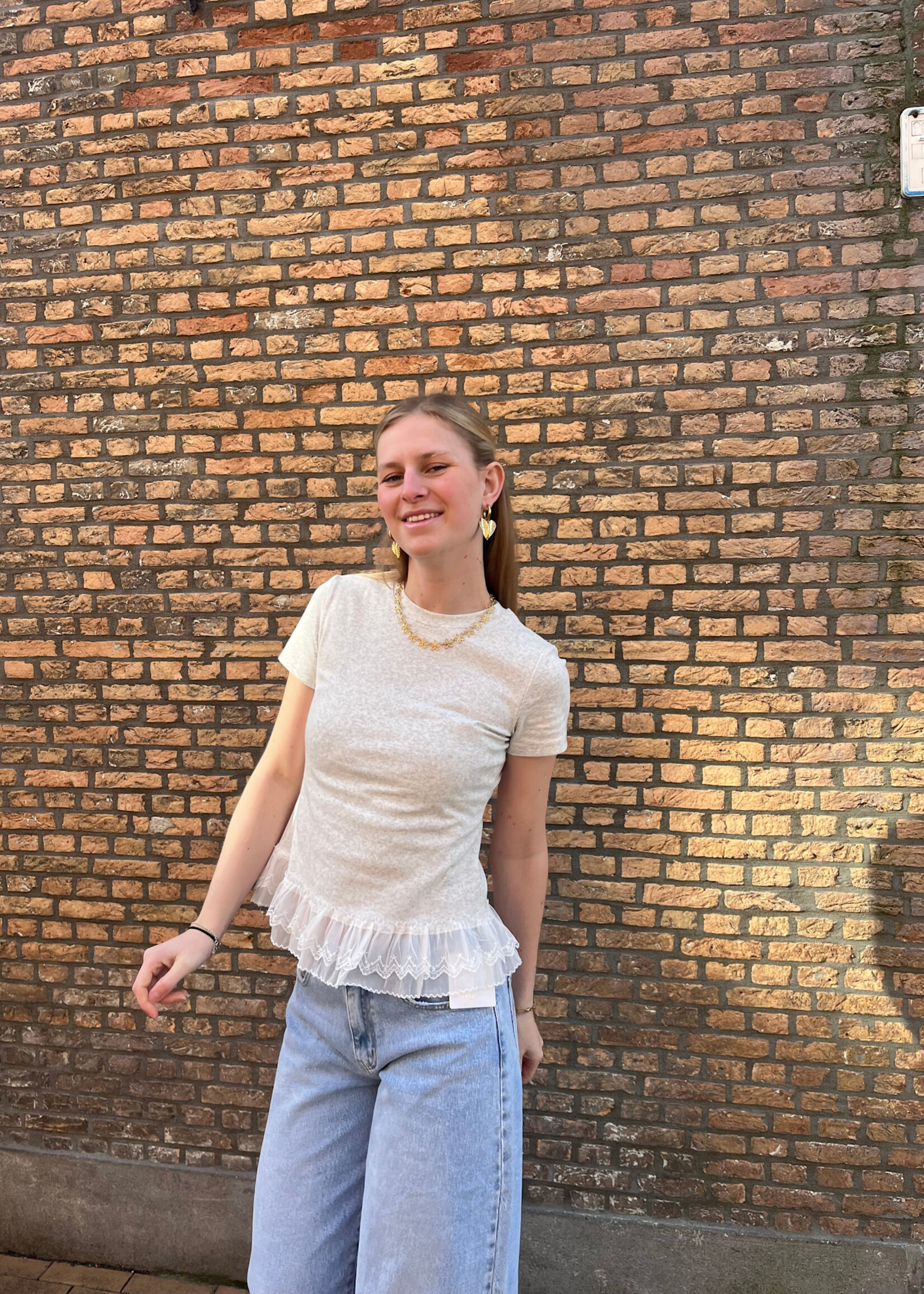 Flo Boutique T-shirt Madée Lace Grey