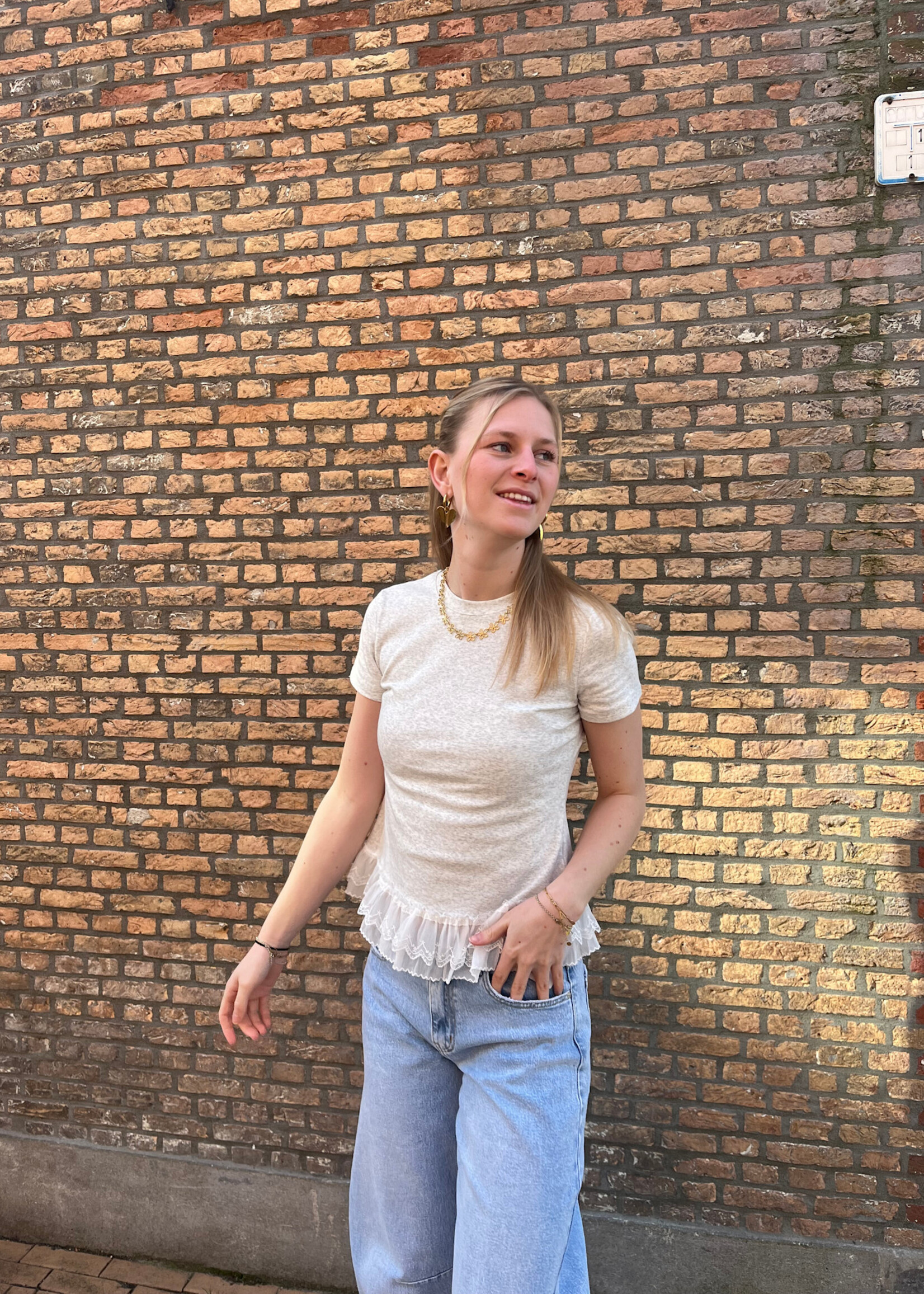 Flo Boutique T-shirt Madée Lace Grey