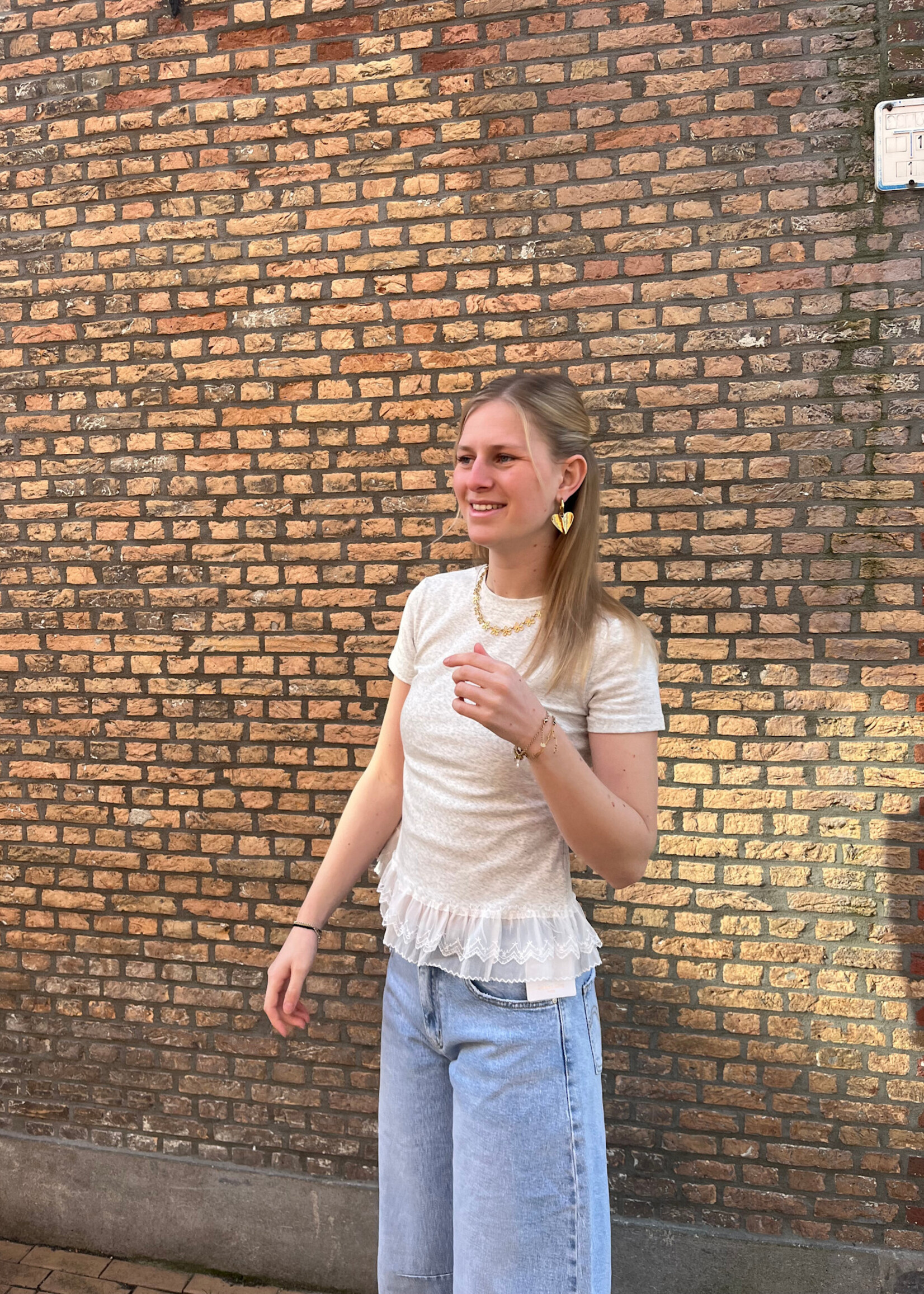 Flo Boutique T-shirt Madée Lace Grey