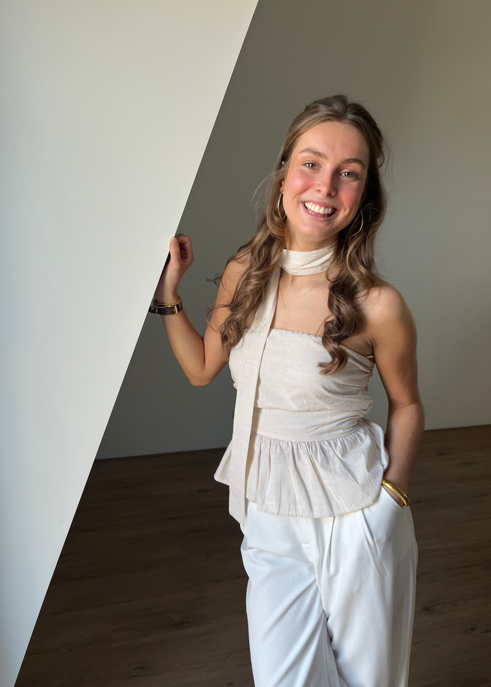 Flo Boutique Bandeau Top Peplum Charlotte Beige