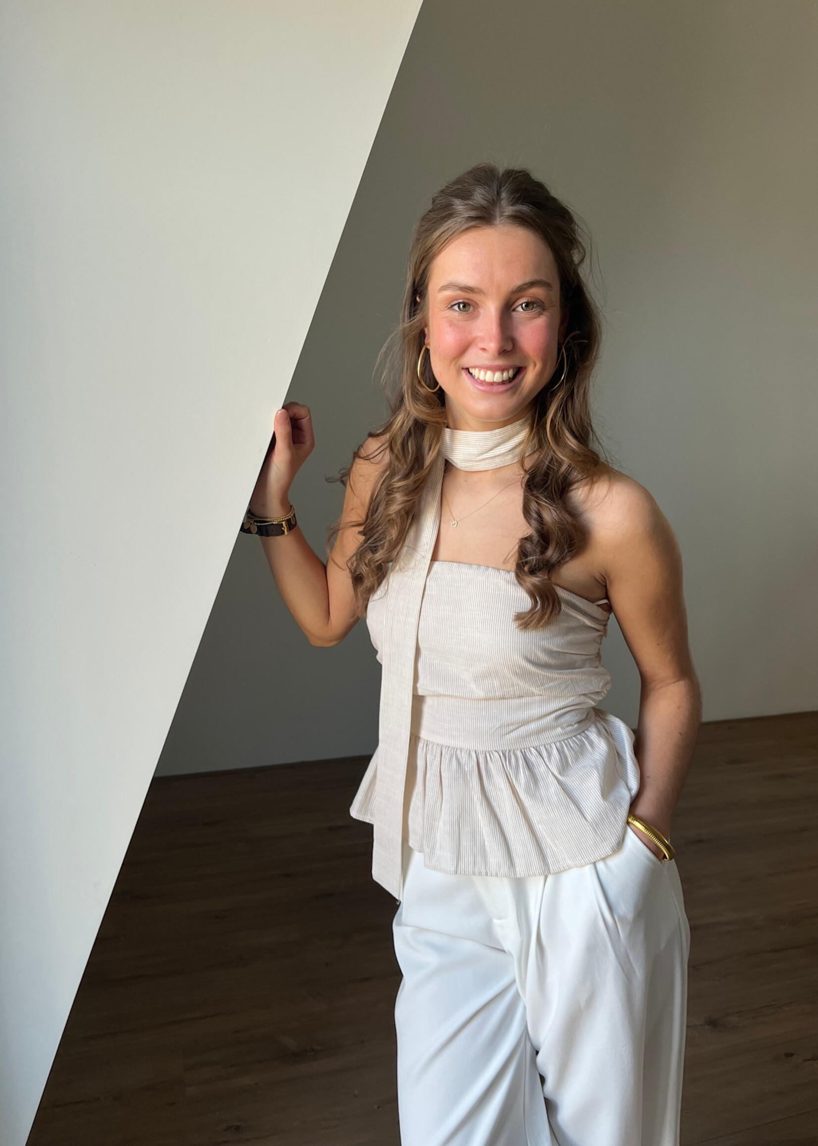 Flo Boutique Bandeau Top Peplum Charlotte Beige