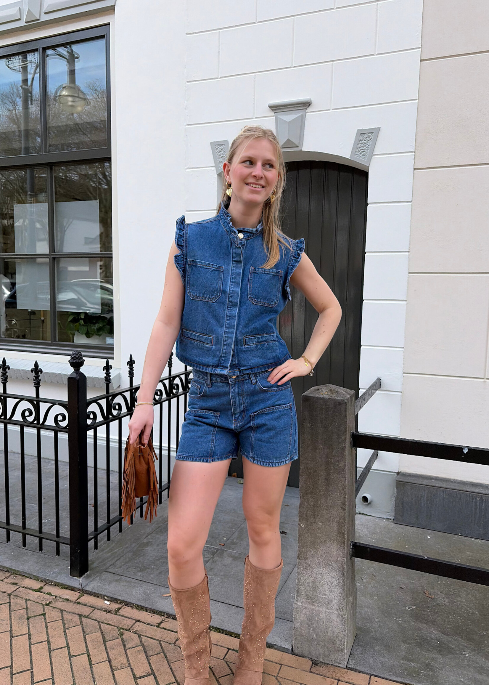 Flo Boutique Spijkergilet Becky Indigo Blue