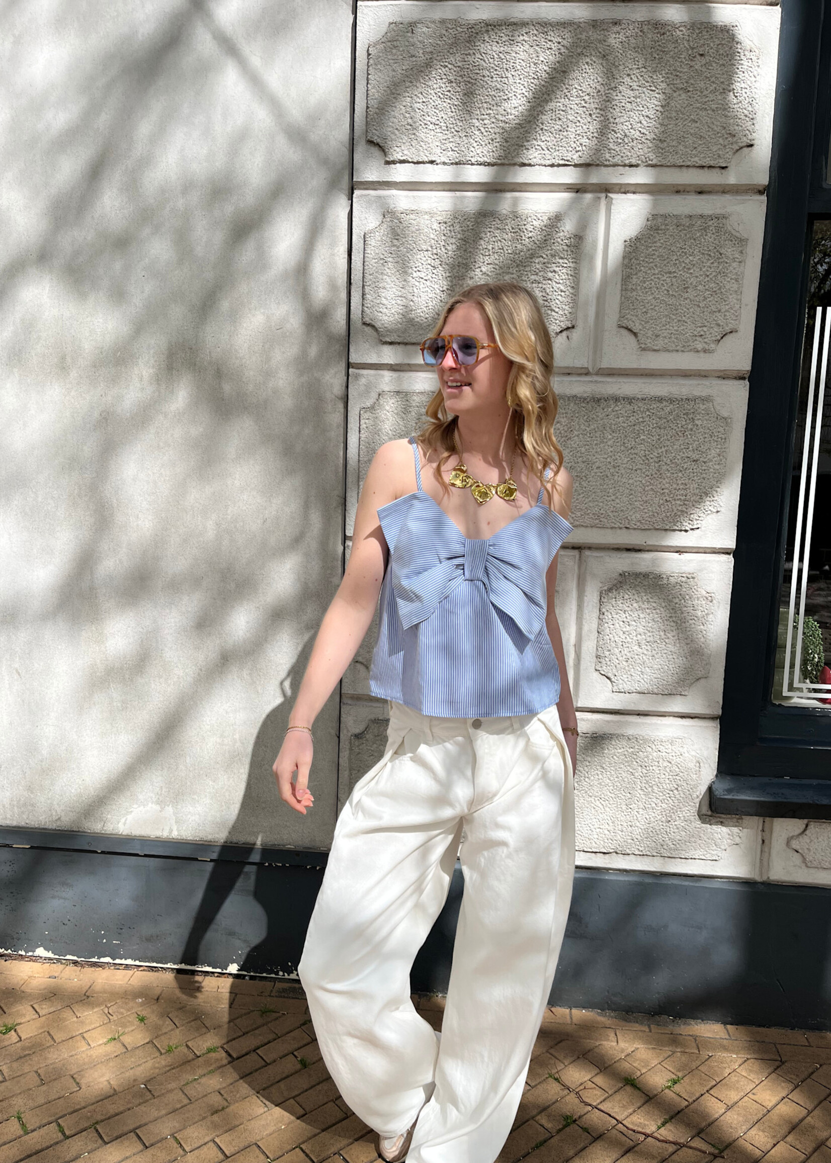 Flo Boutique Bow top Baila Blue