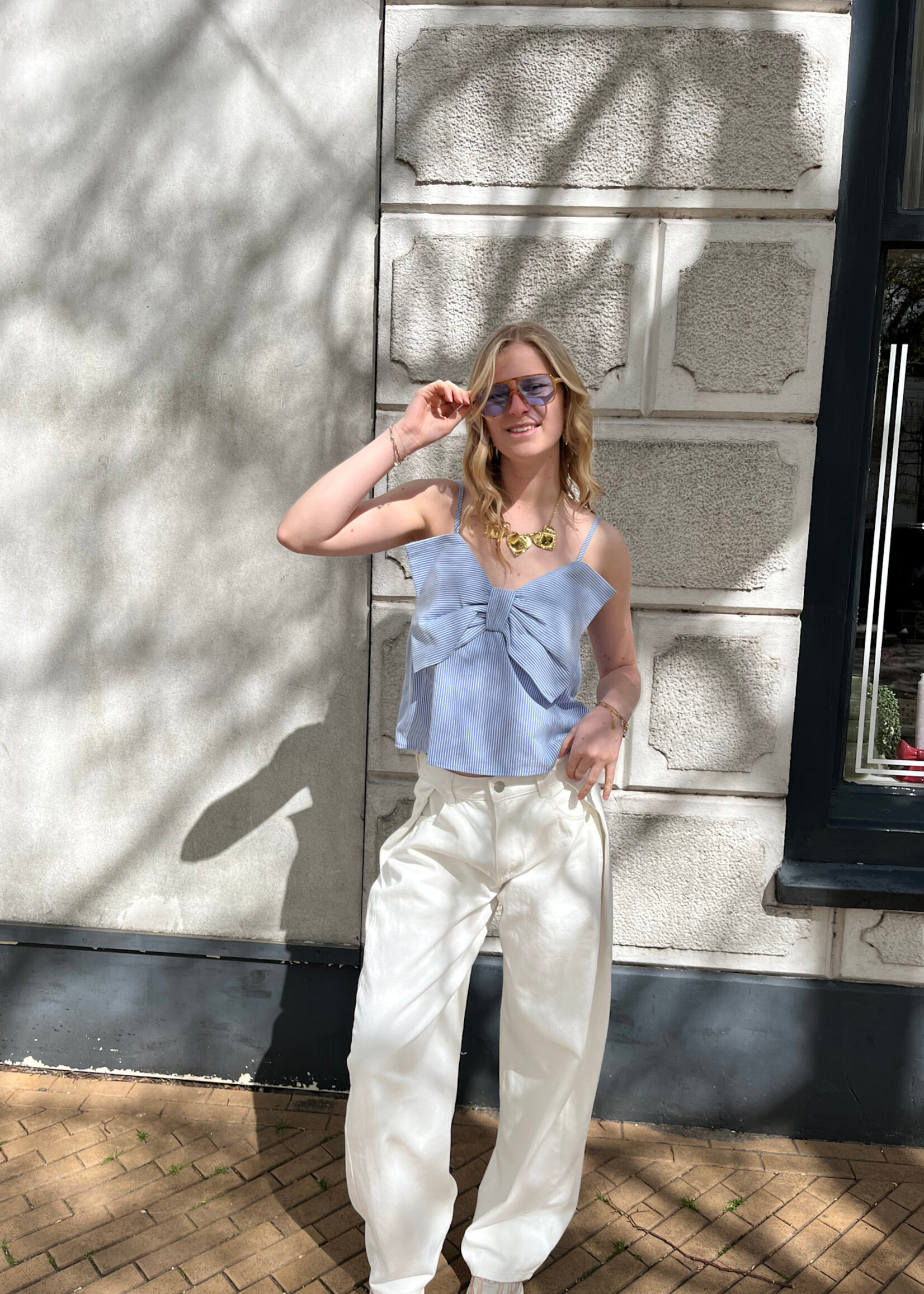 Flo Boutique Bow top Baila Blue