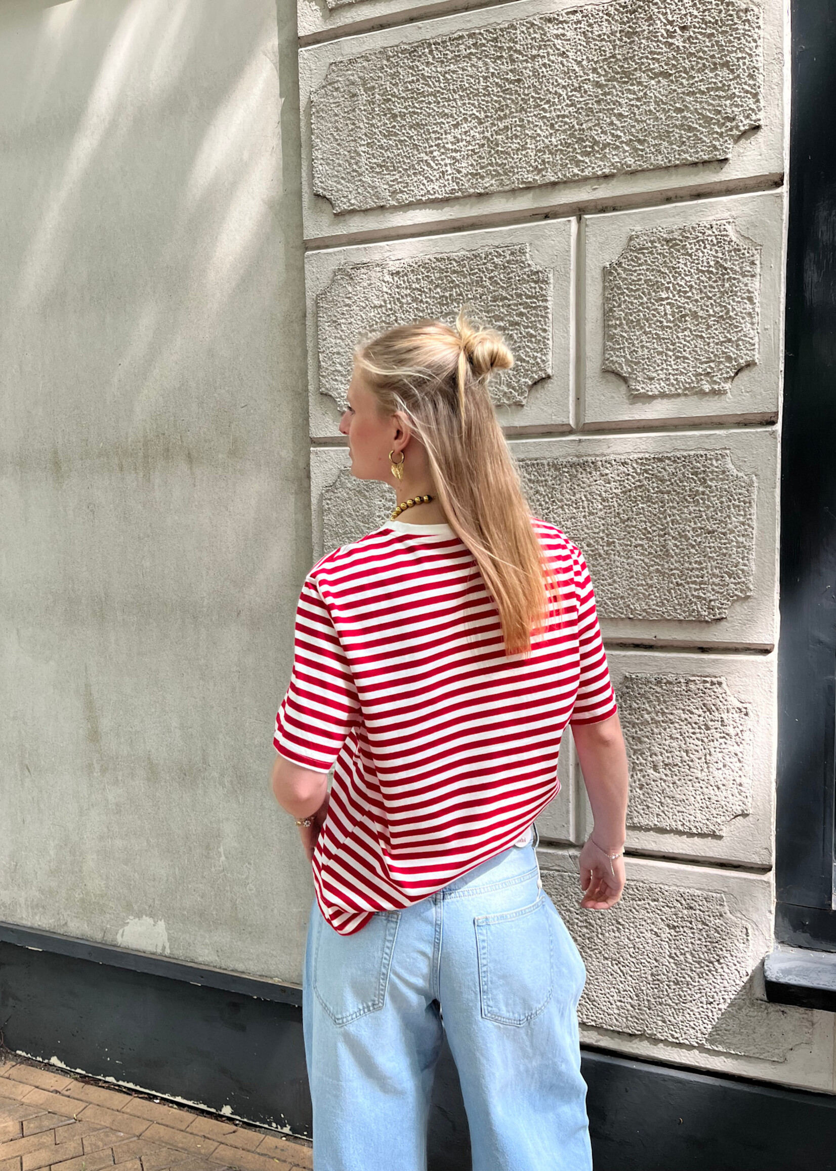 Flo Boutique T-shirt Mace Stripe Red