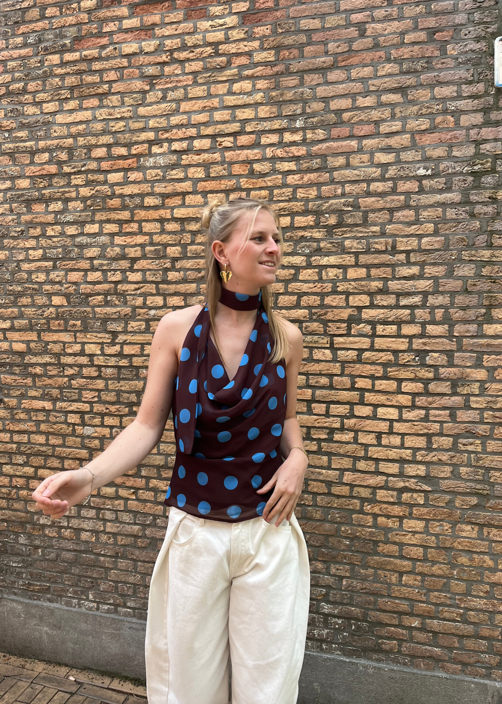 Flo Boutique Top Lodée Dots Brown