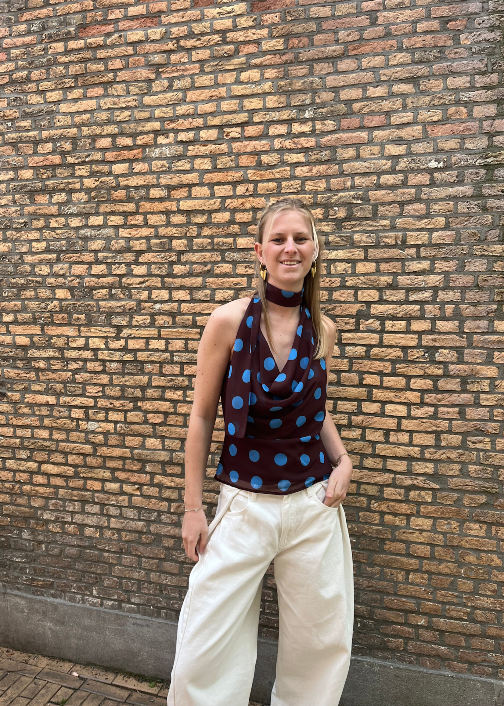 Flo Boutique Top Lodée Dots Brown