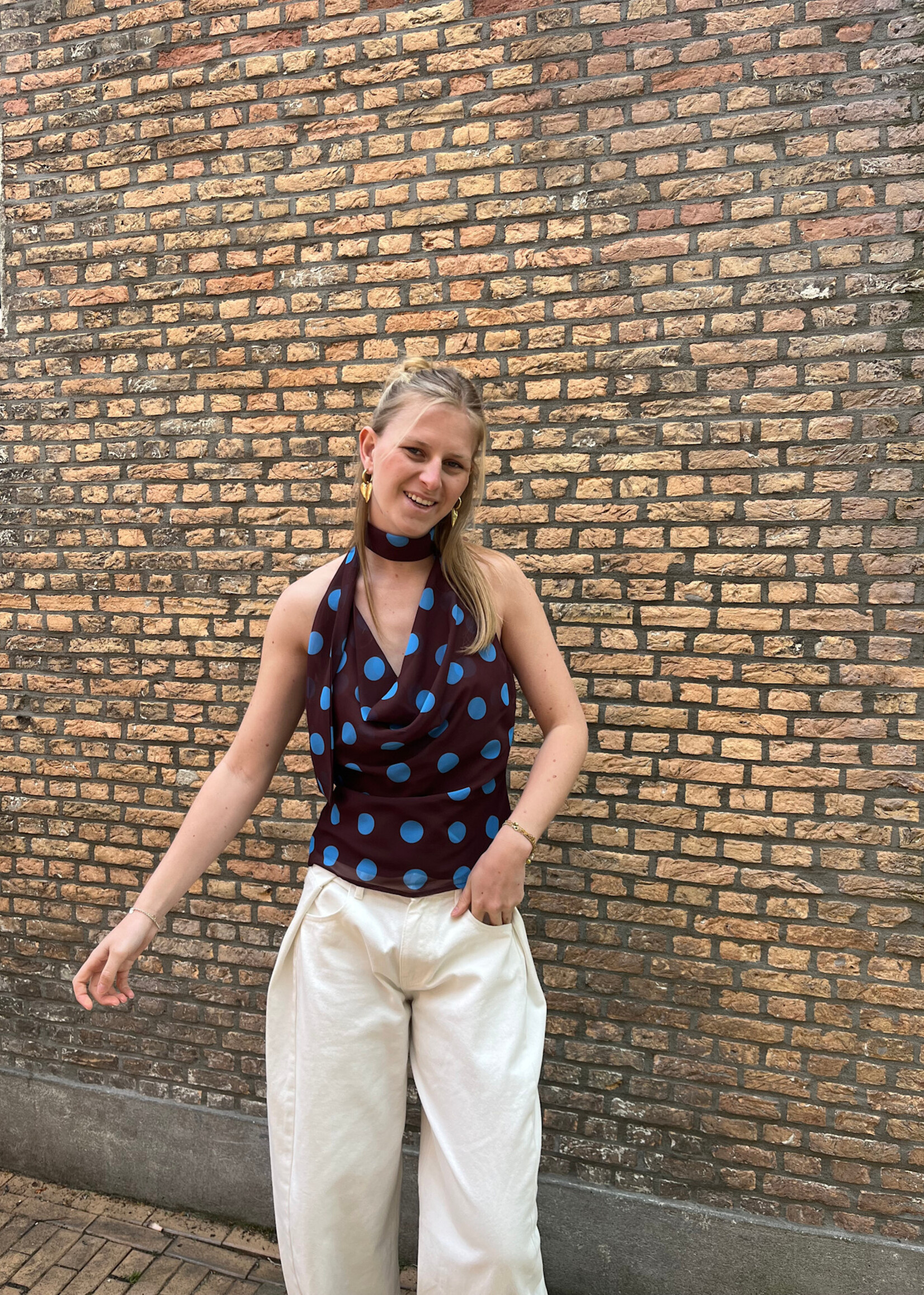 Flo Boutique Top Lodée Dots Brown
