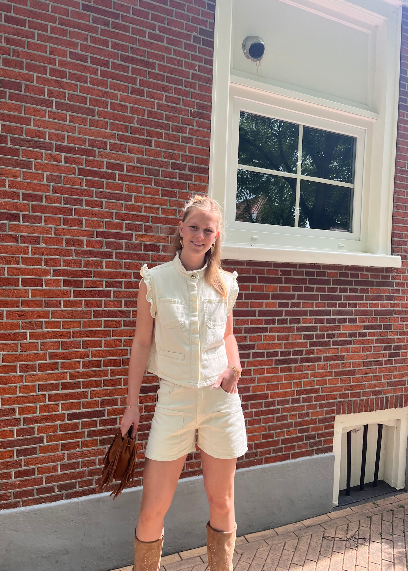 Flo Boutique Spijkershort Becky Ecru