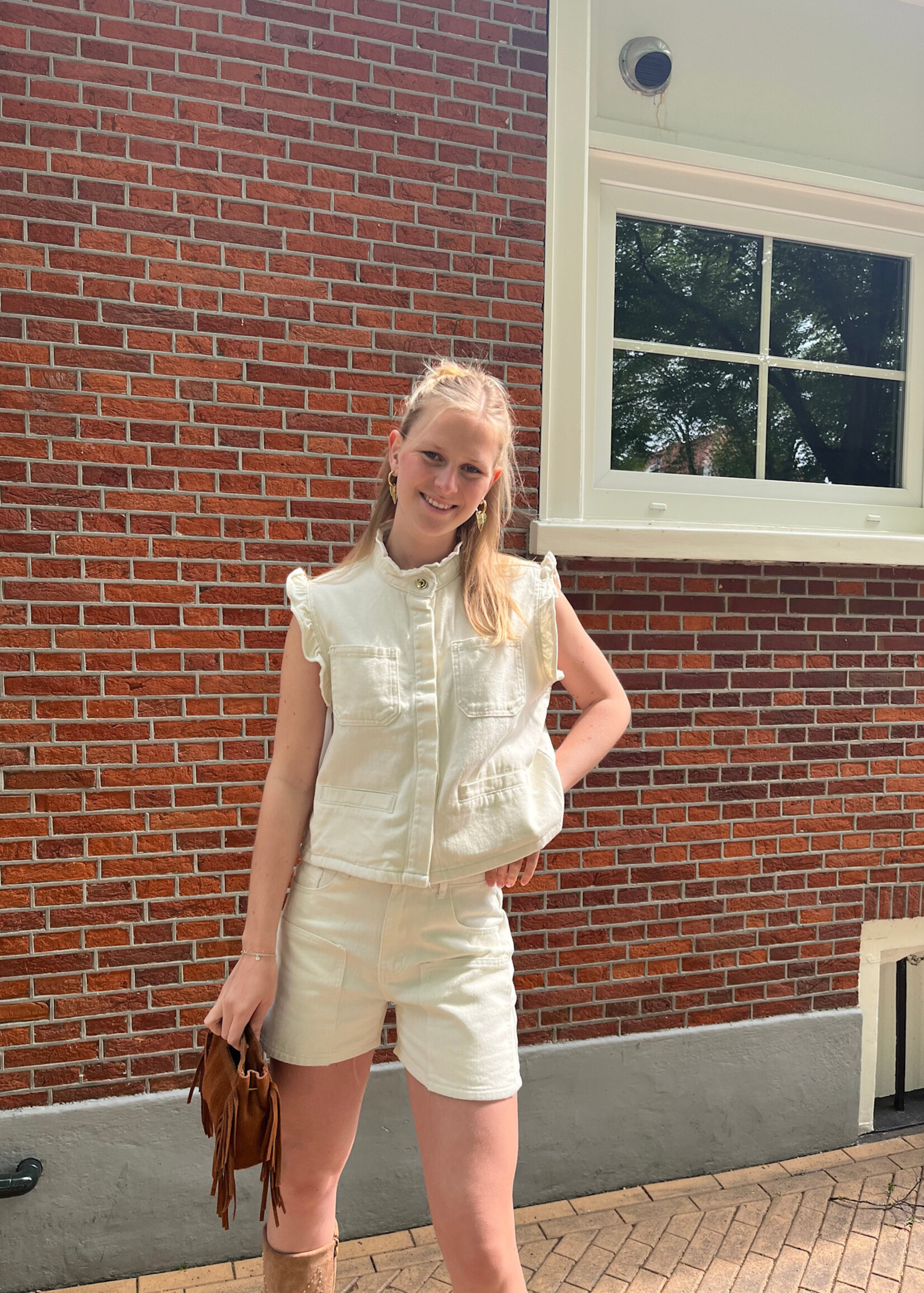 Flo Boutique Spijkershort Becky Ecru