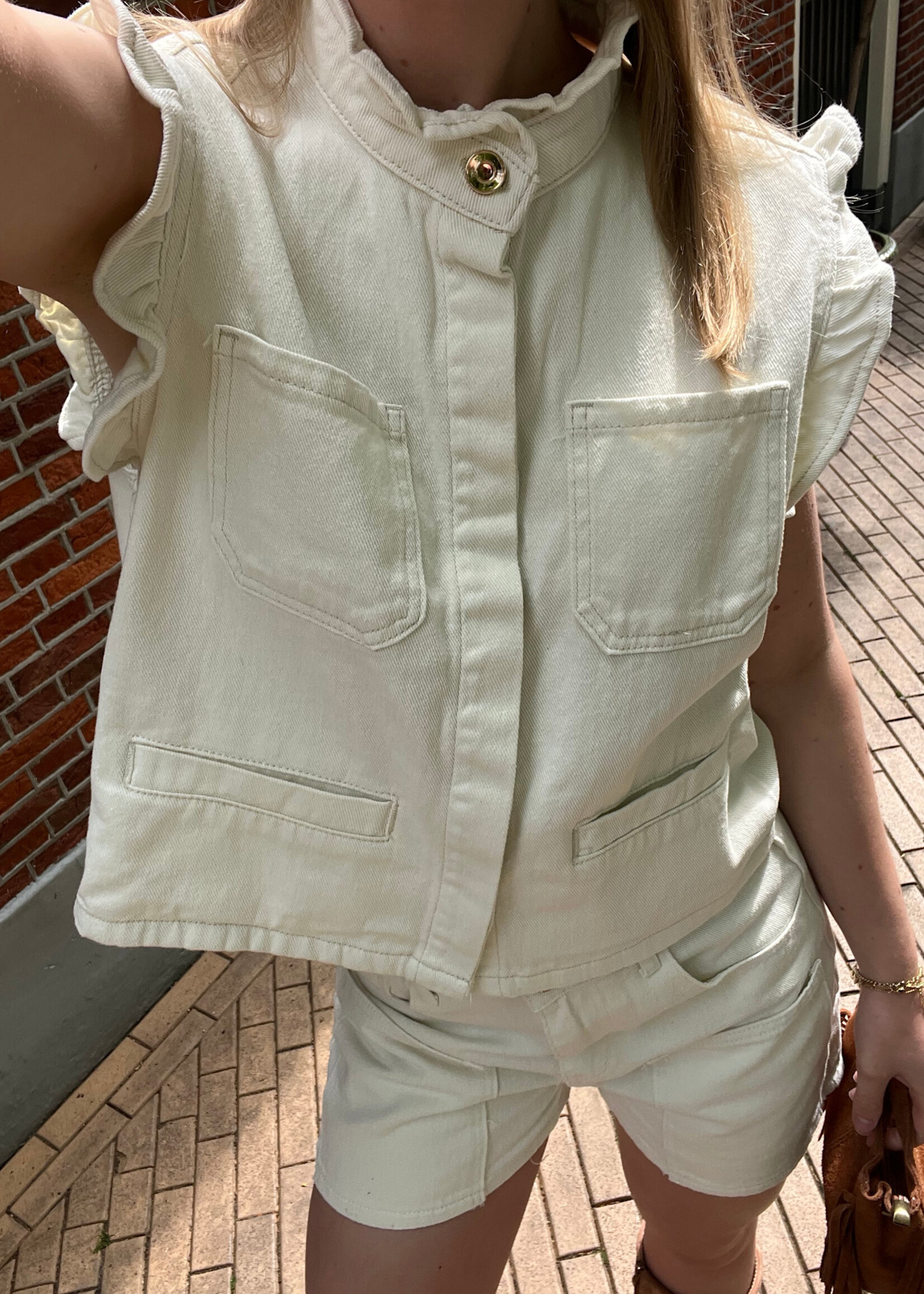Flo Boutique Spijkergilet Becky Ecru