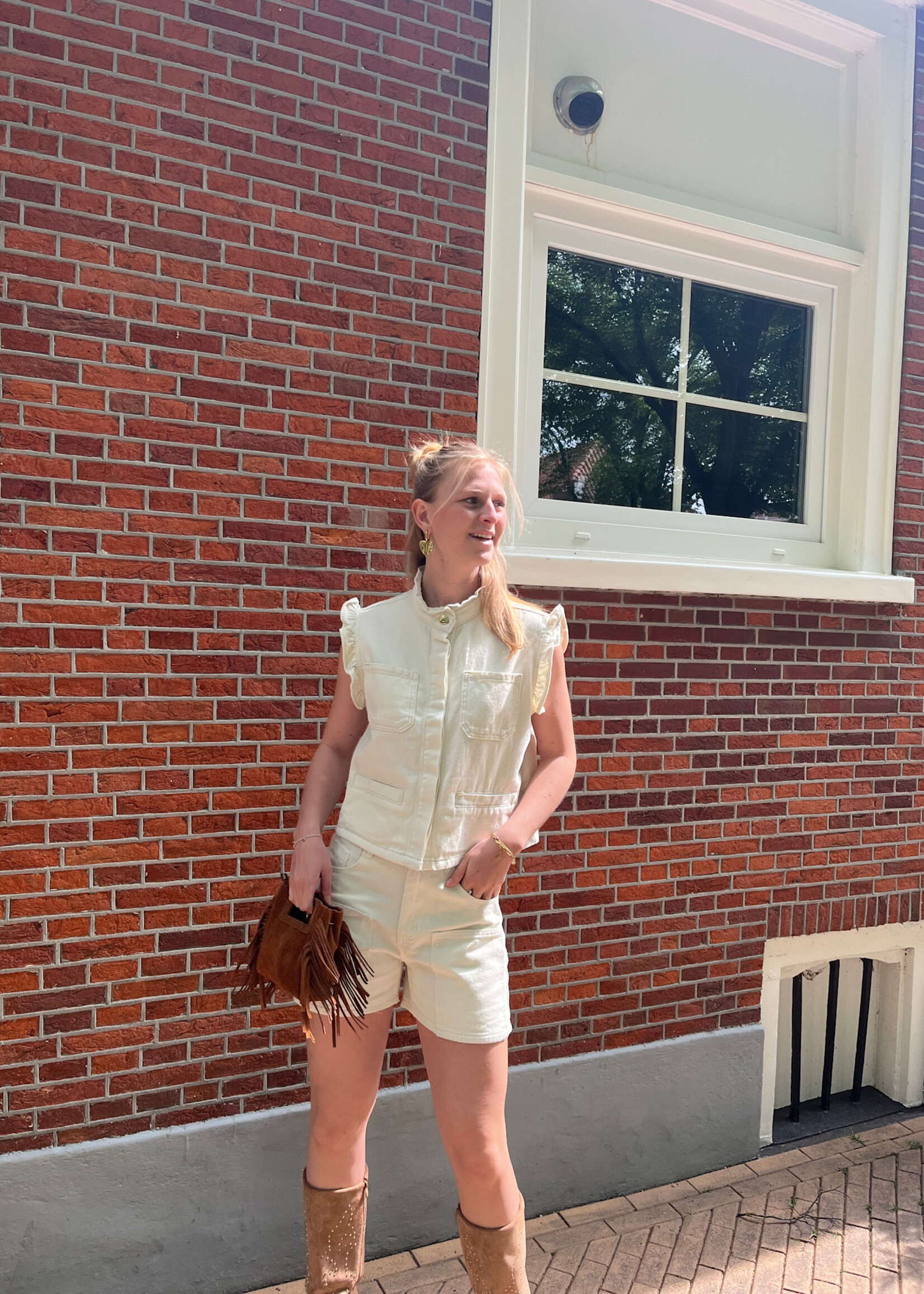Flo Boutique Spijkergilet Becky Ecru