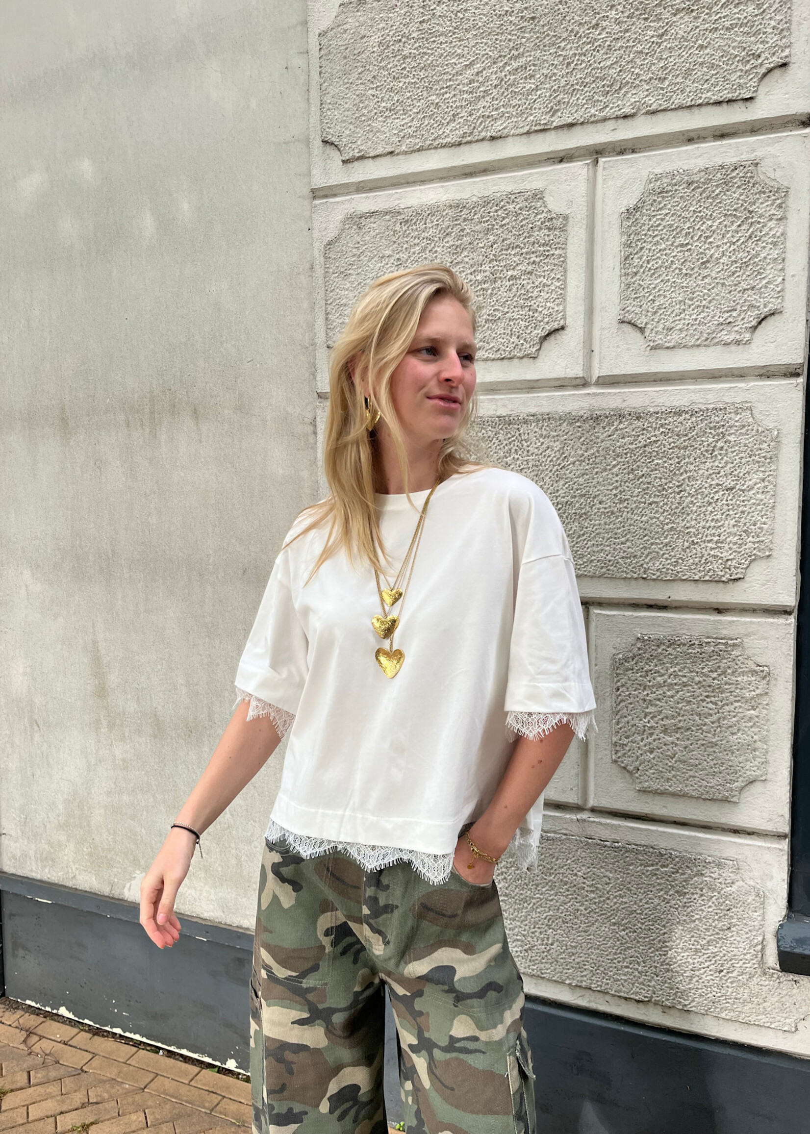 Flo Boutique Lace T-shirt Keet White