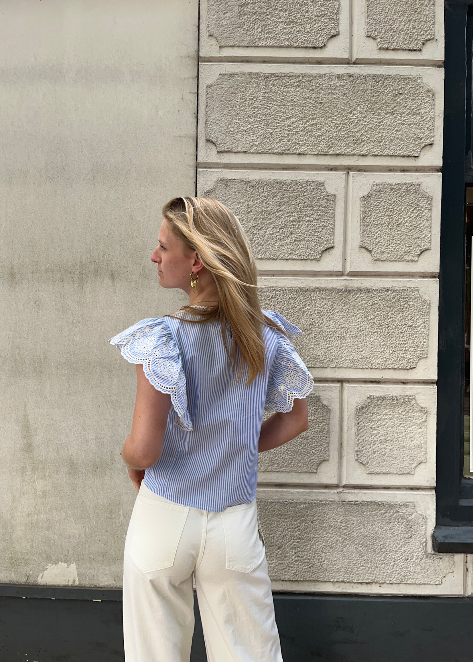 Flo Boutique Top Fien Blue/White