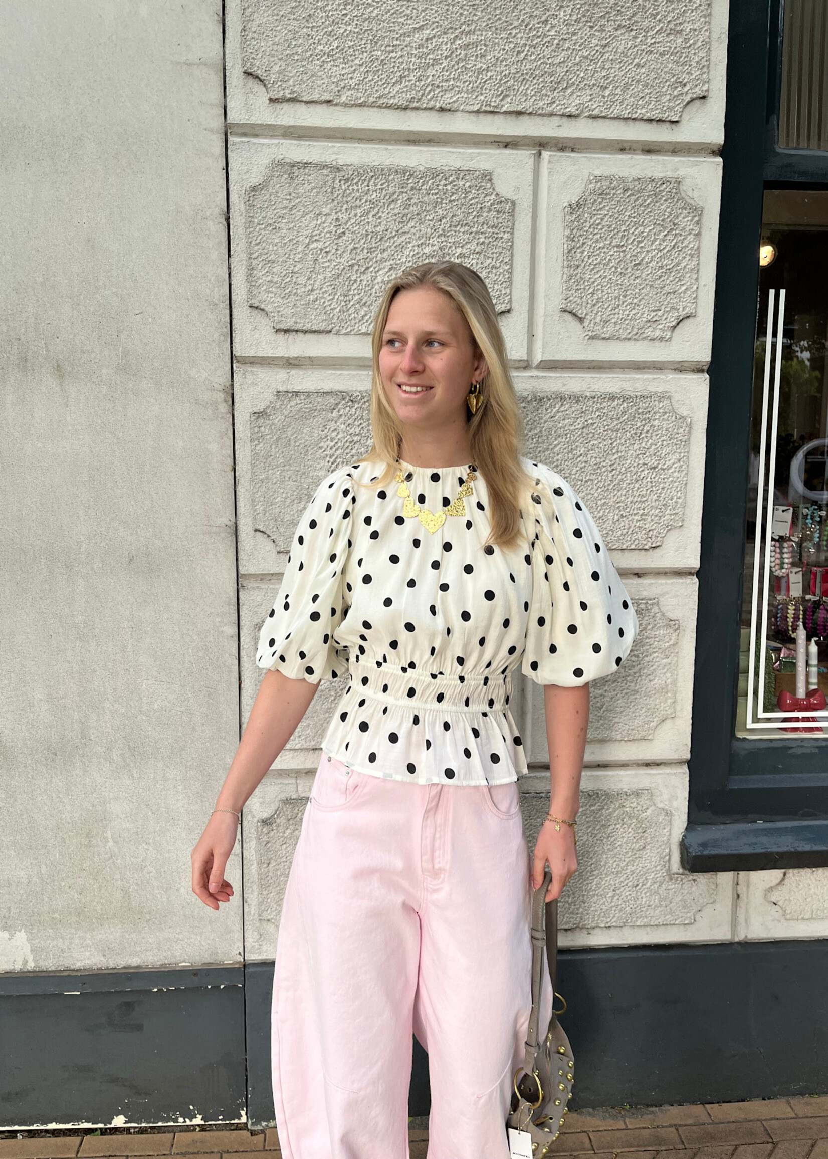 Flo Boutique Top Ted Dots Off-White