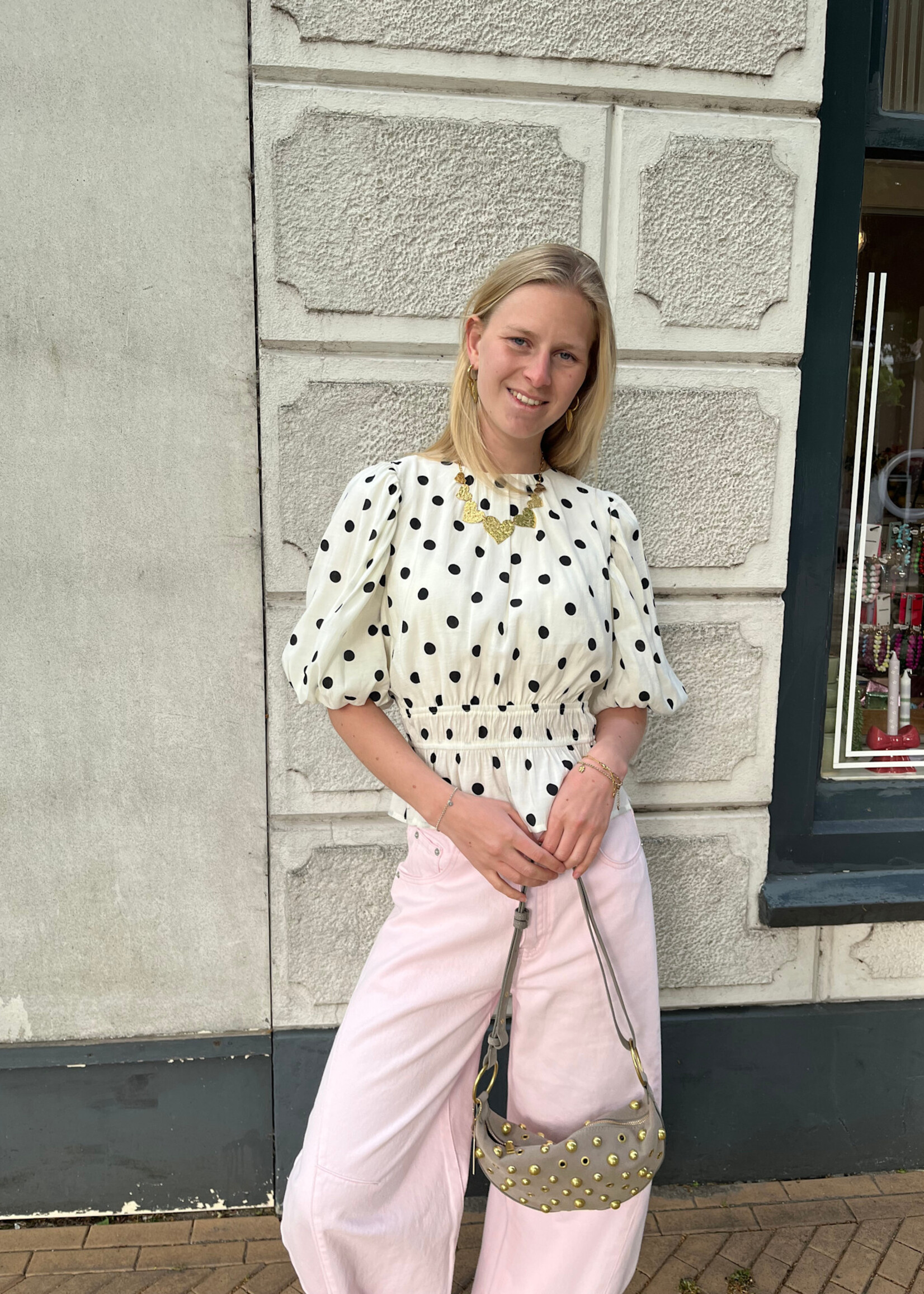 Flo Boutique Top Ted Dots Off-White