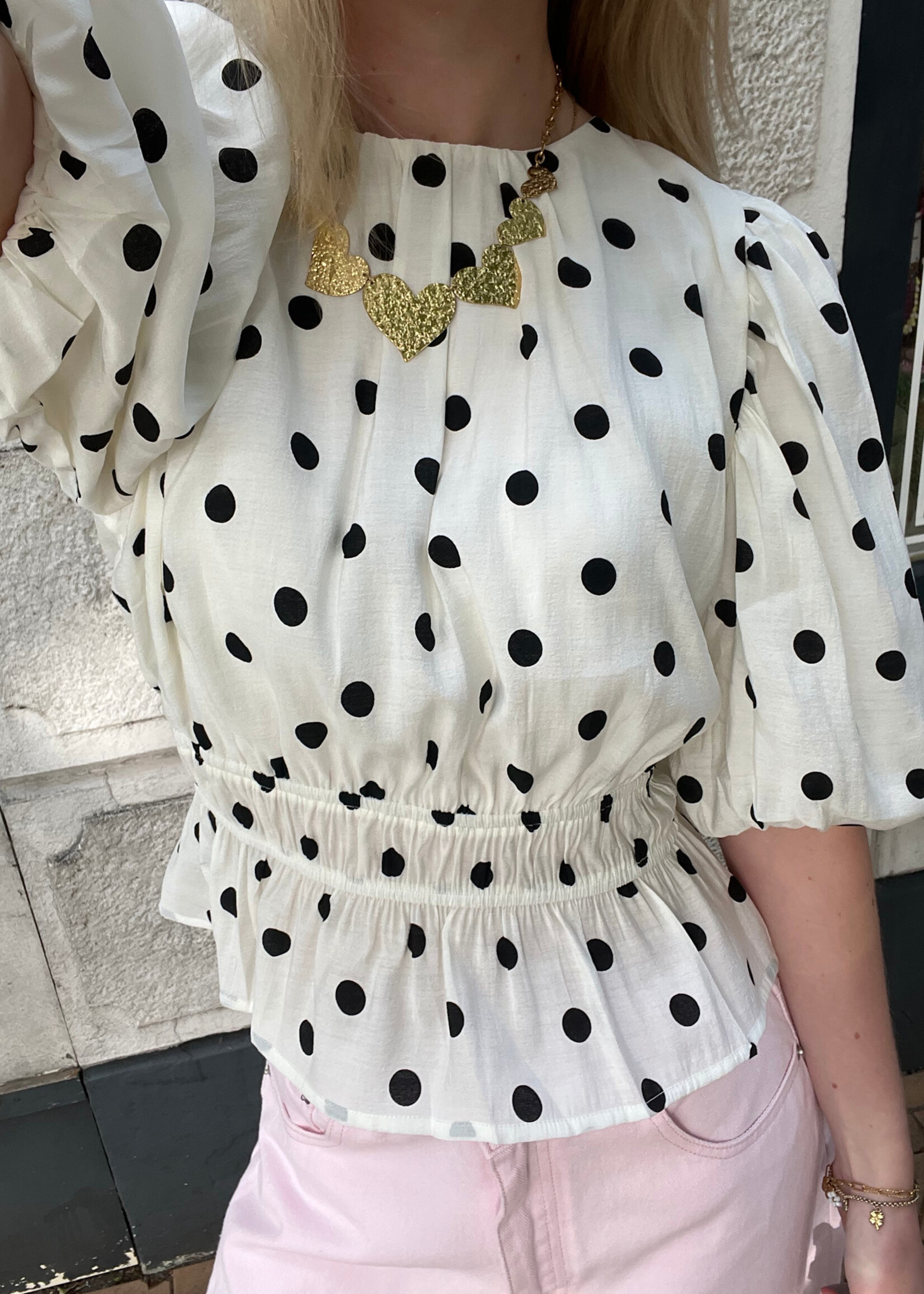 Flo Boutique Top Ted Dots Off-White
