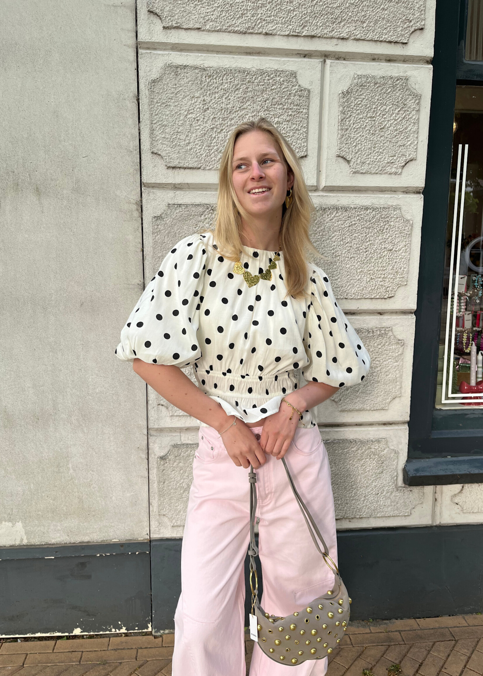 Flo Boutique Top Ted Dots Off-White