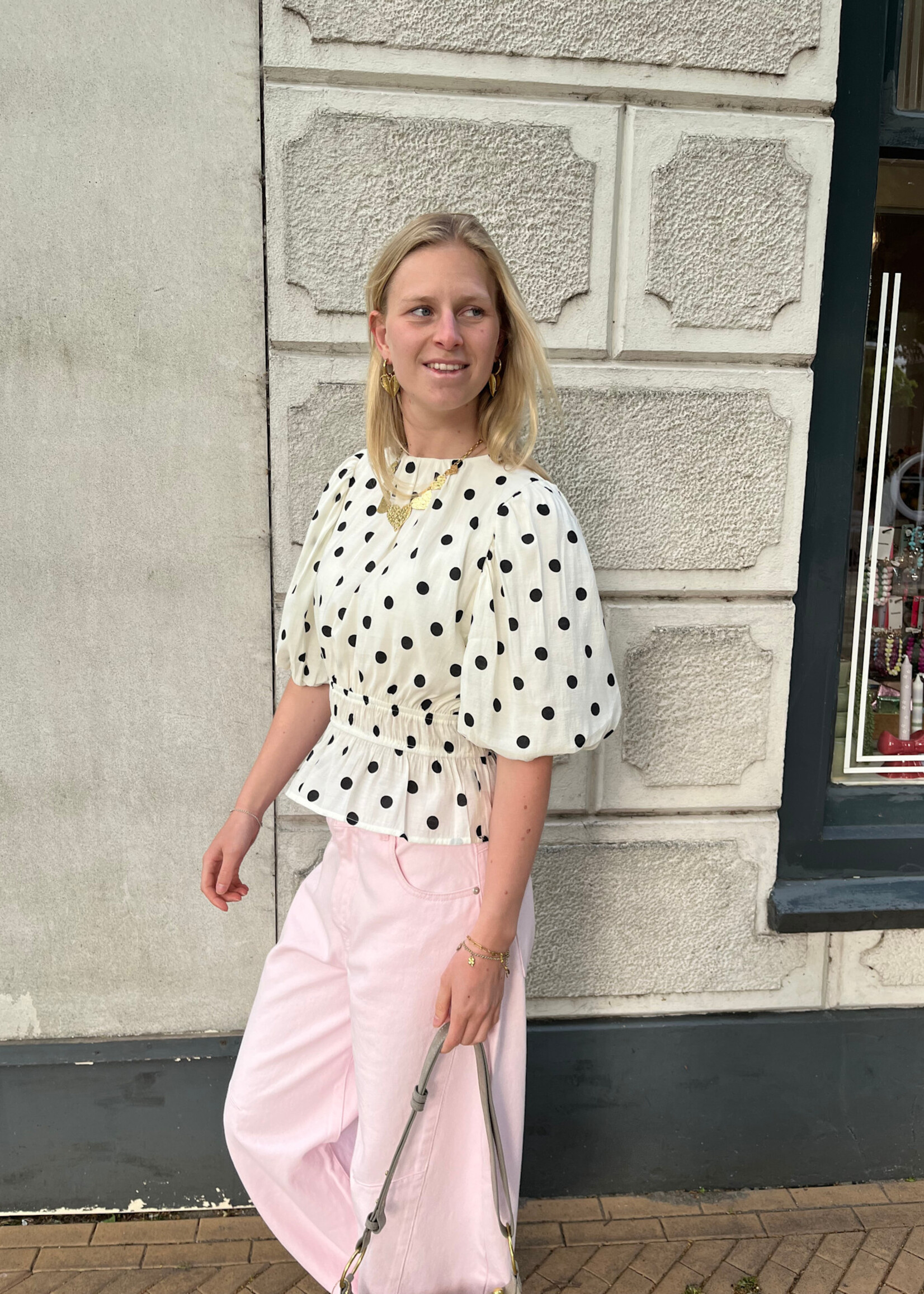 Flo Boutique Top Ted Dots Off-White