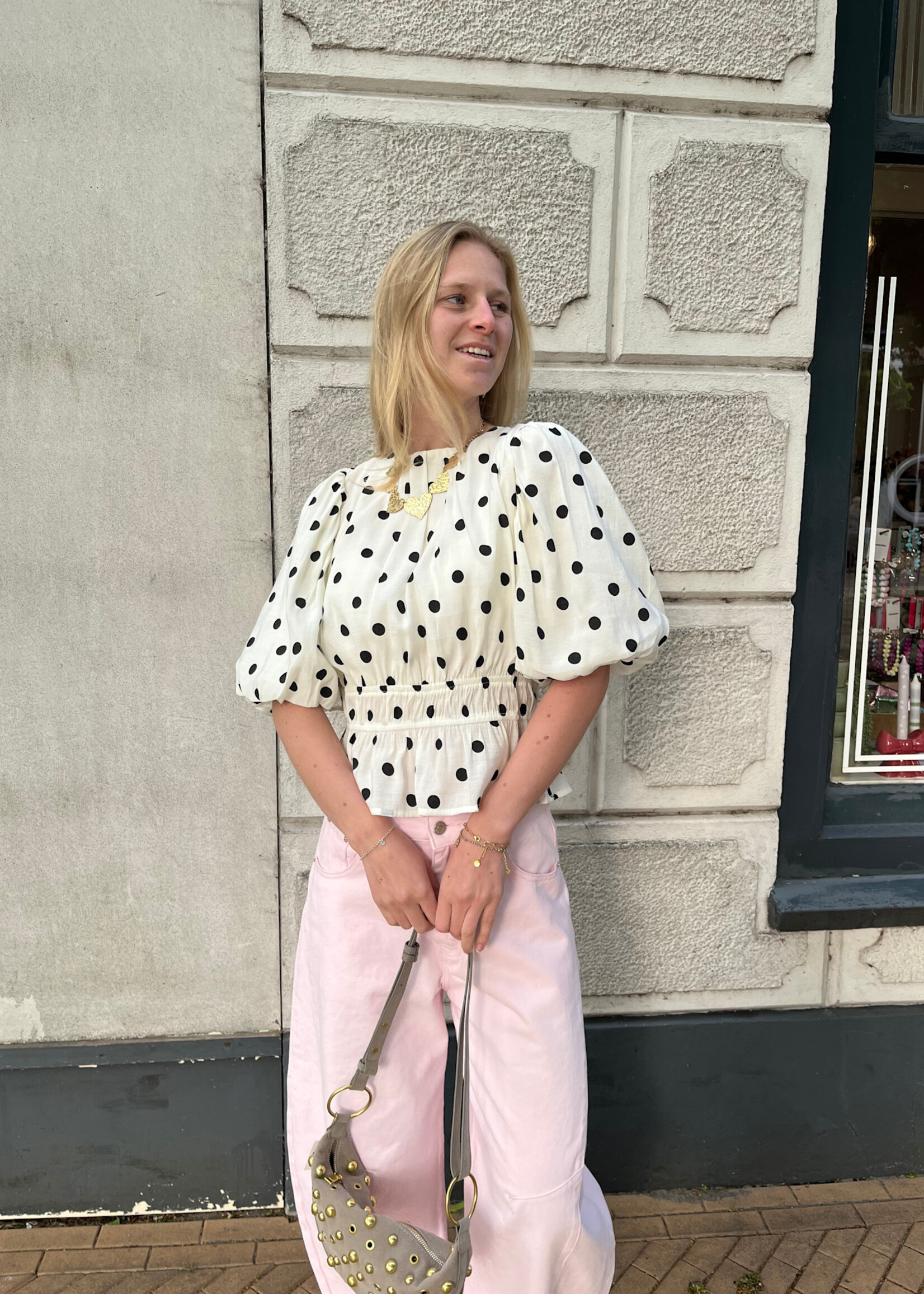 Flo Boutique Top Ted Dots Off-White