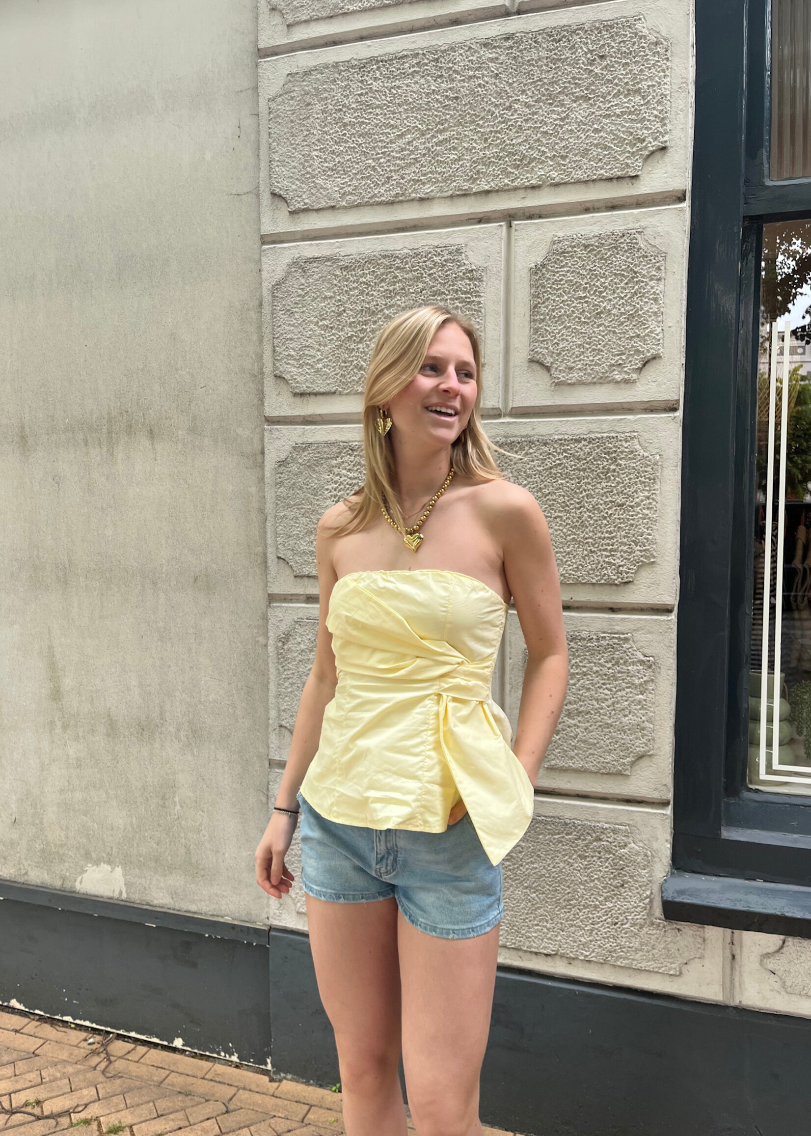 Flo Boutique Strapless Bow Top Sabien Yellow
