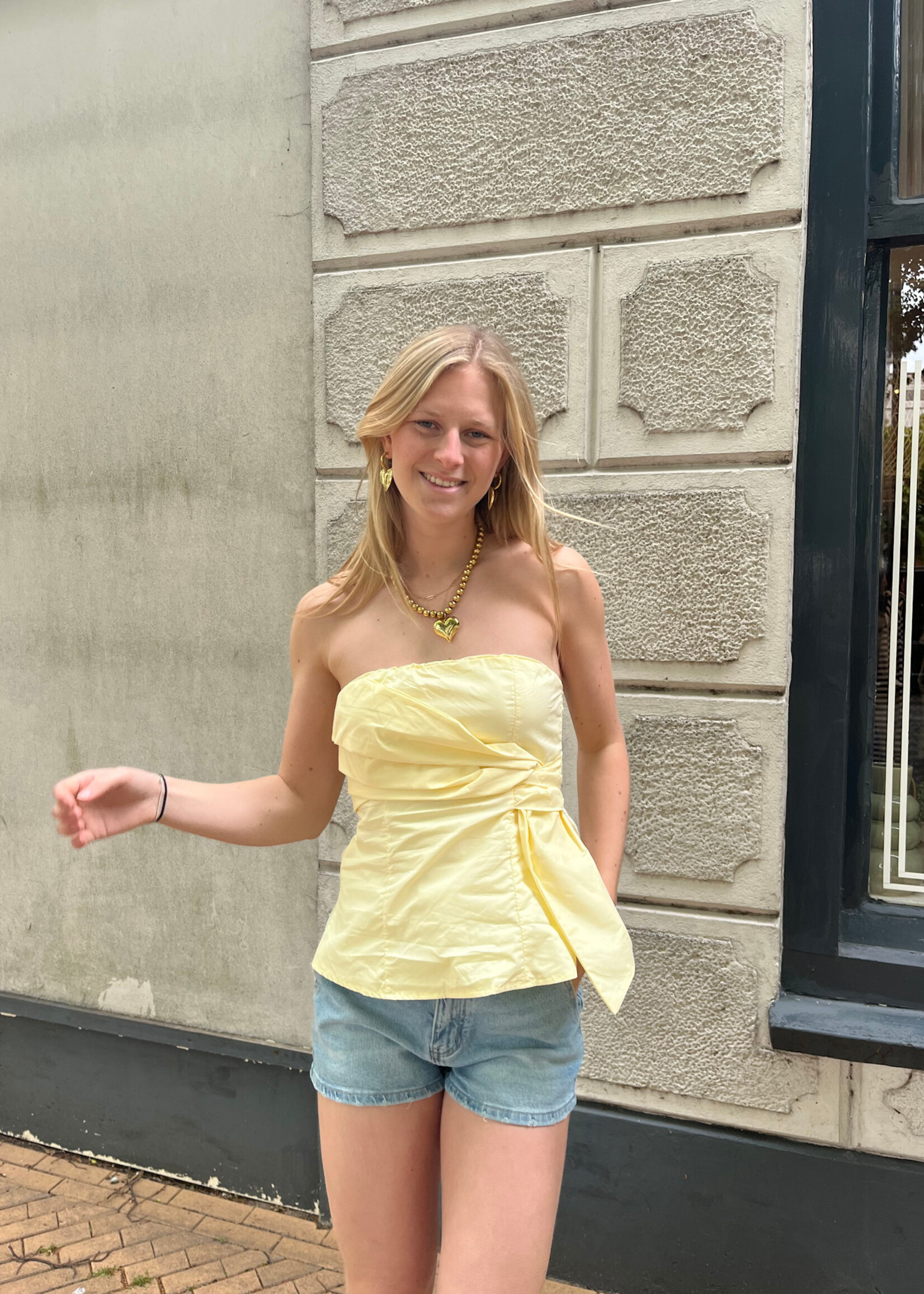 Flo Boutique Strapless Bow Top Sabien Yellow
