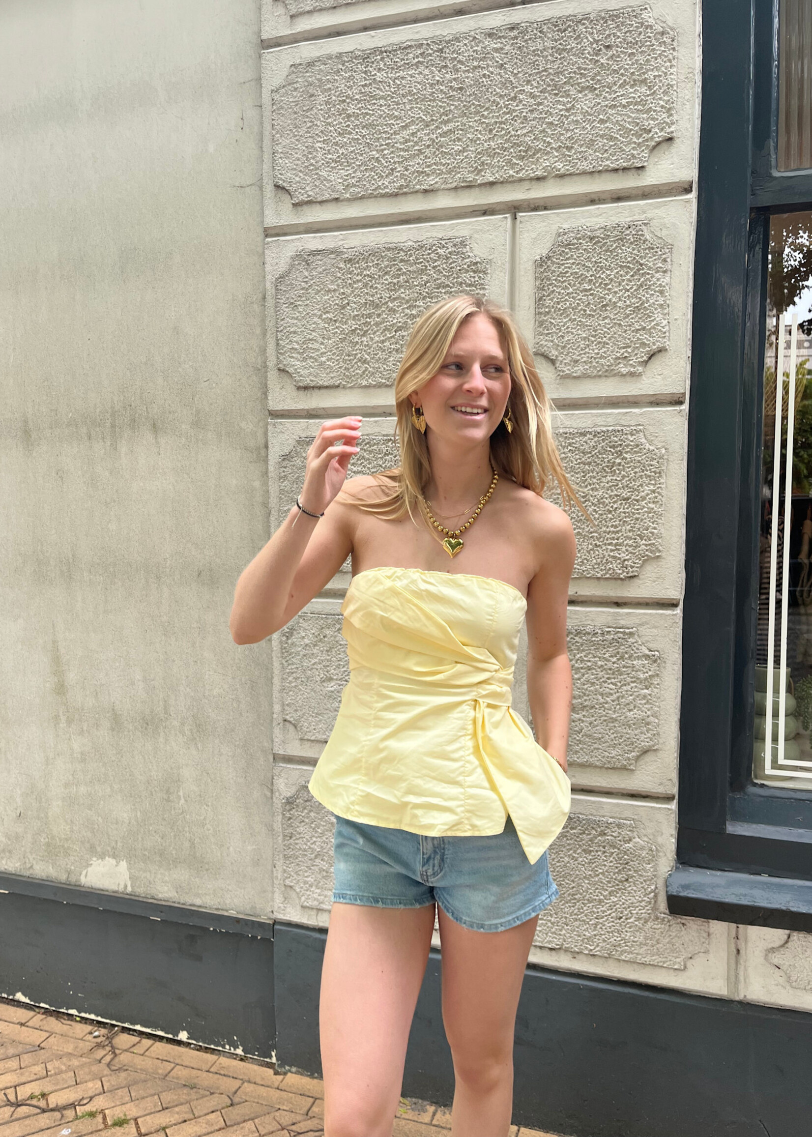 Flo Boutique Strapless Bow Top Sabien Yellow