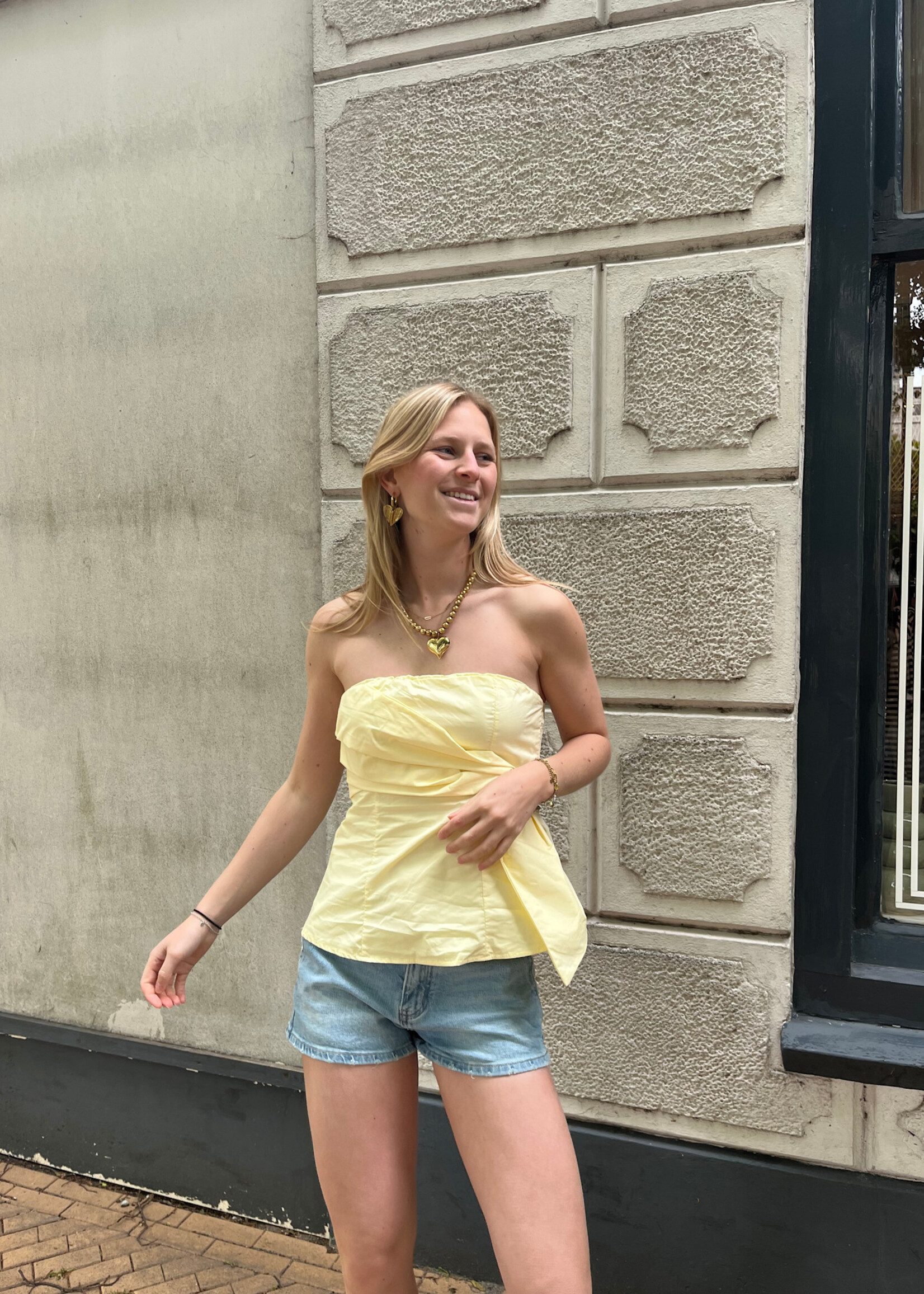 Flo Boutique Strapless Bow Top Sabien Yellow