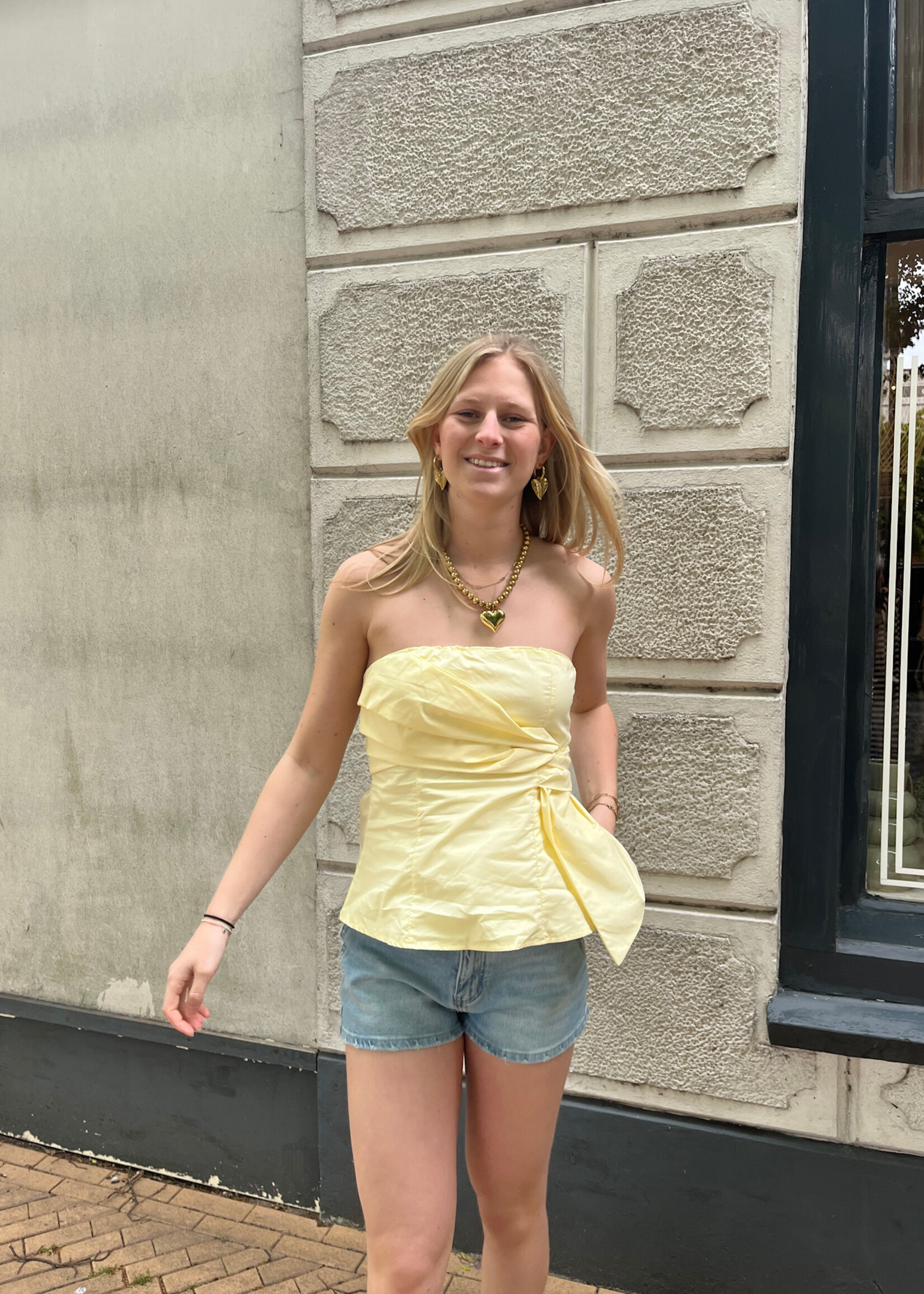 Flo Boutique Strapless Bow Top Sabien Yellow