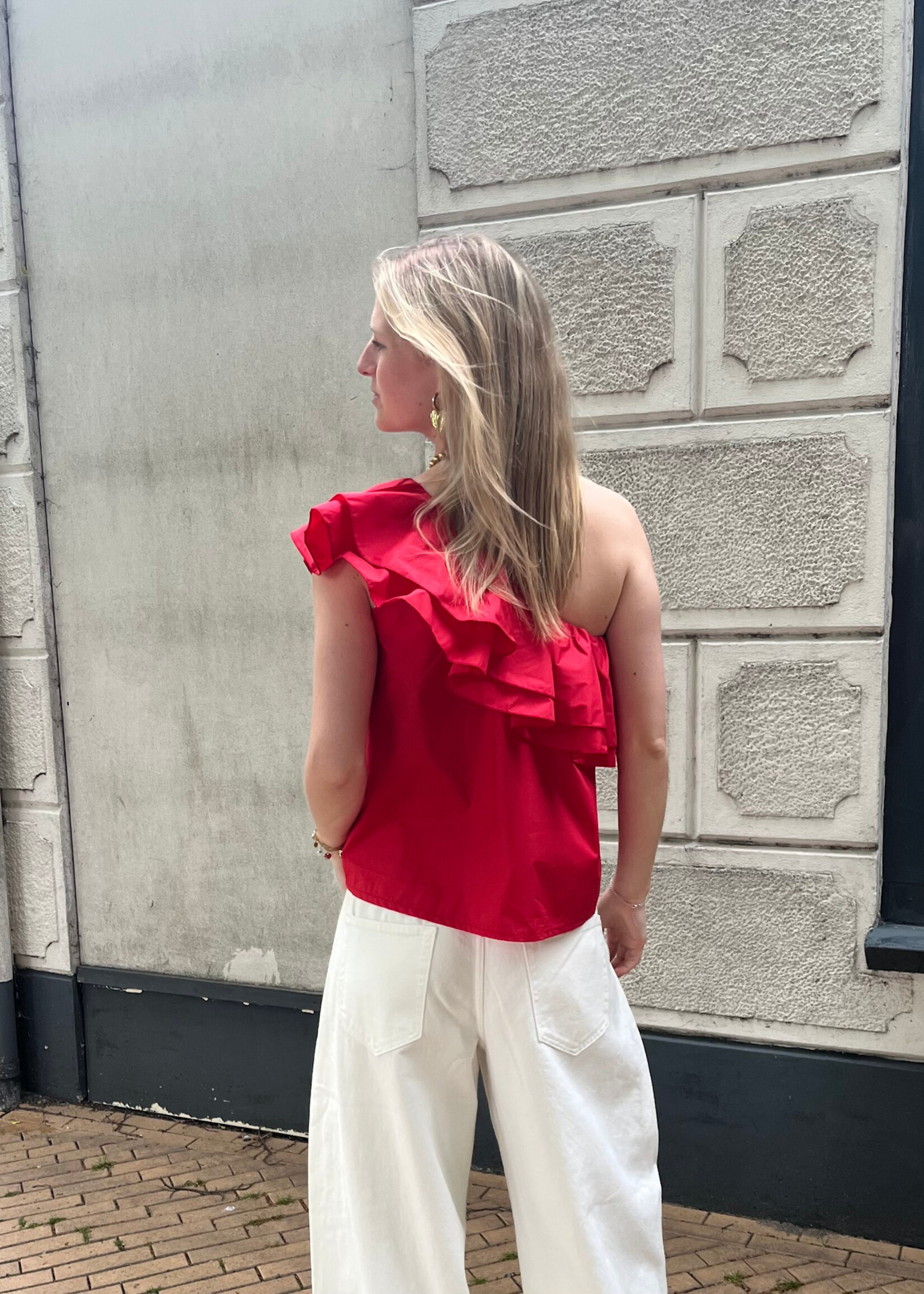Flo Boutique One Shoulder Top Vivere Red