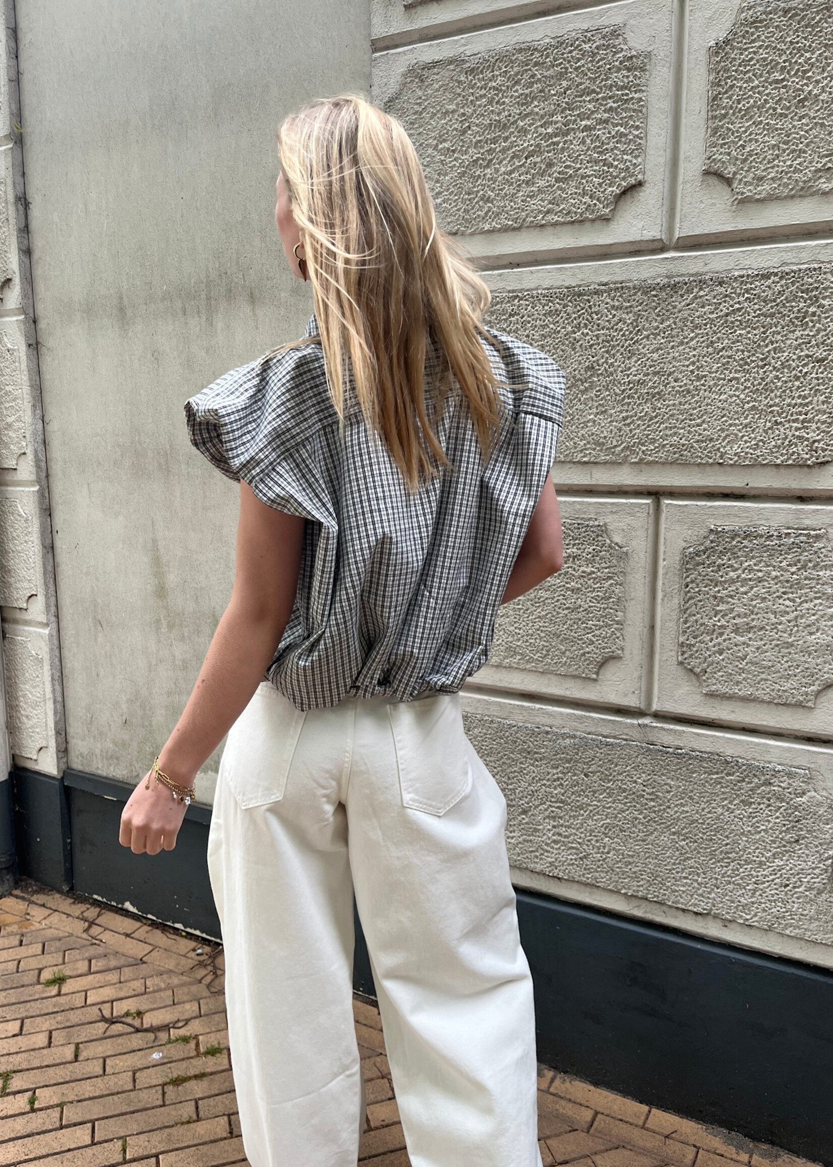 Flo Boutique Ruit Blouse Mies Black
