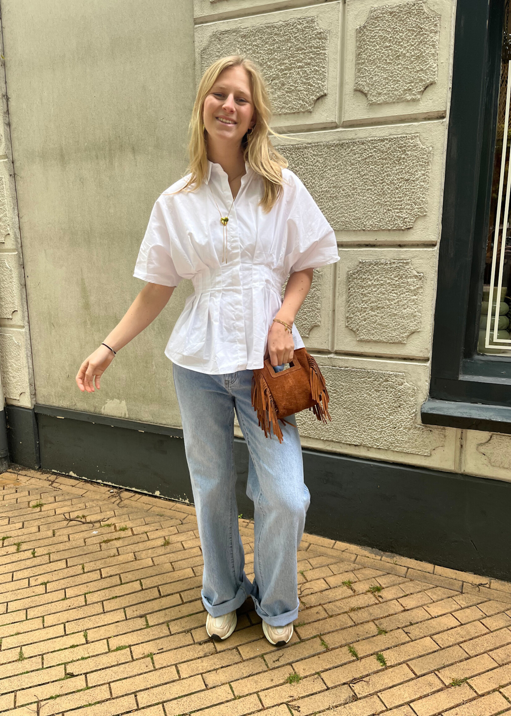 Flo Boutique Getailleerde Blouse Maartje White