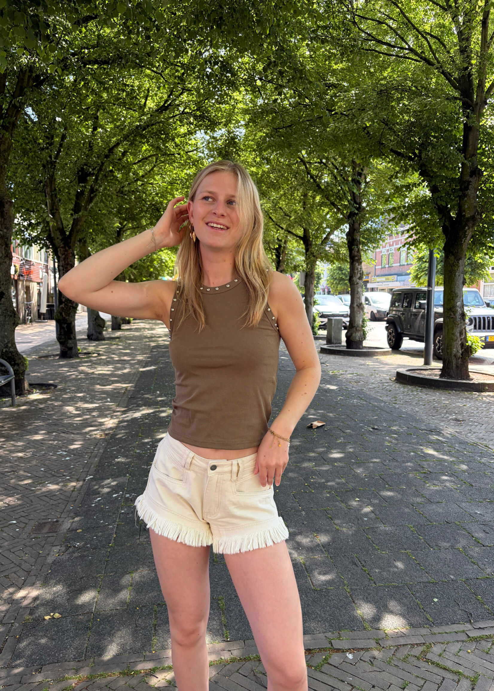 Flo Boutique Top Studs Jenna Army