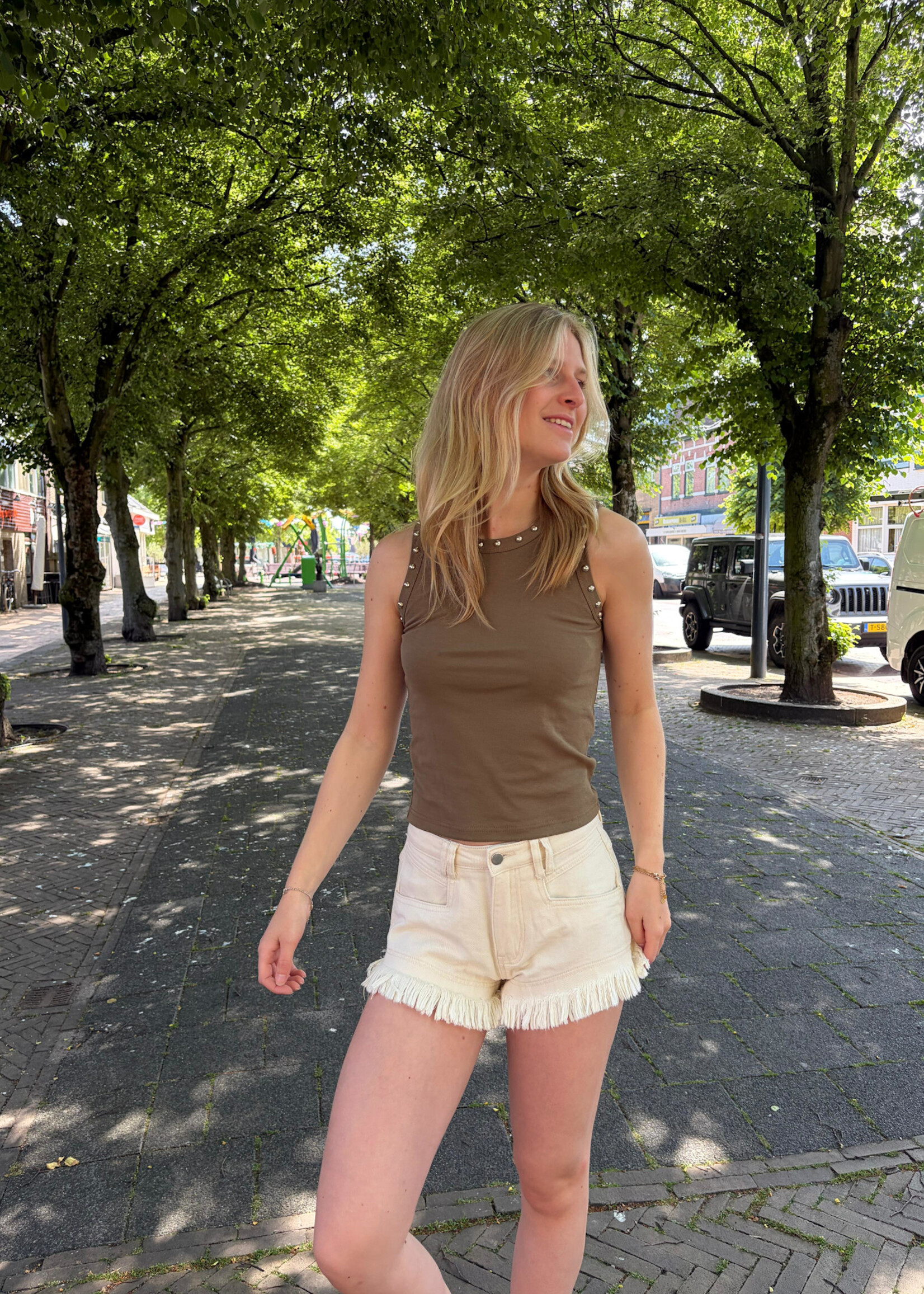 Flo Boutique Top Studs Jenna Army