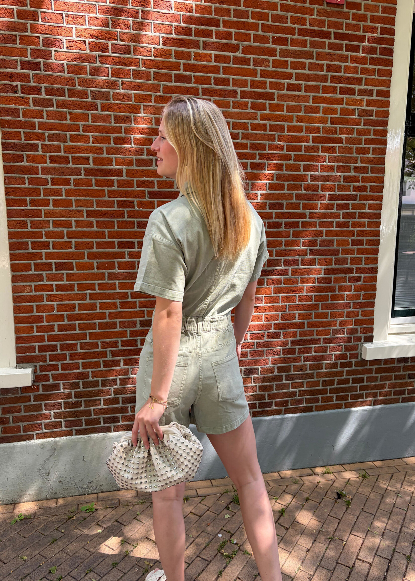 Flo Boutique Denim Playsuit Nour Green