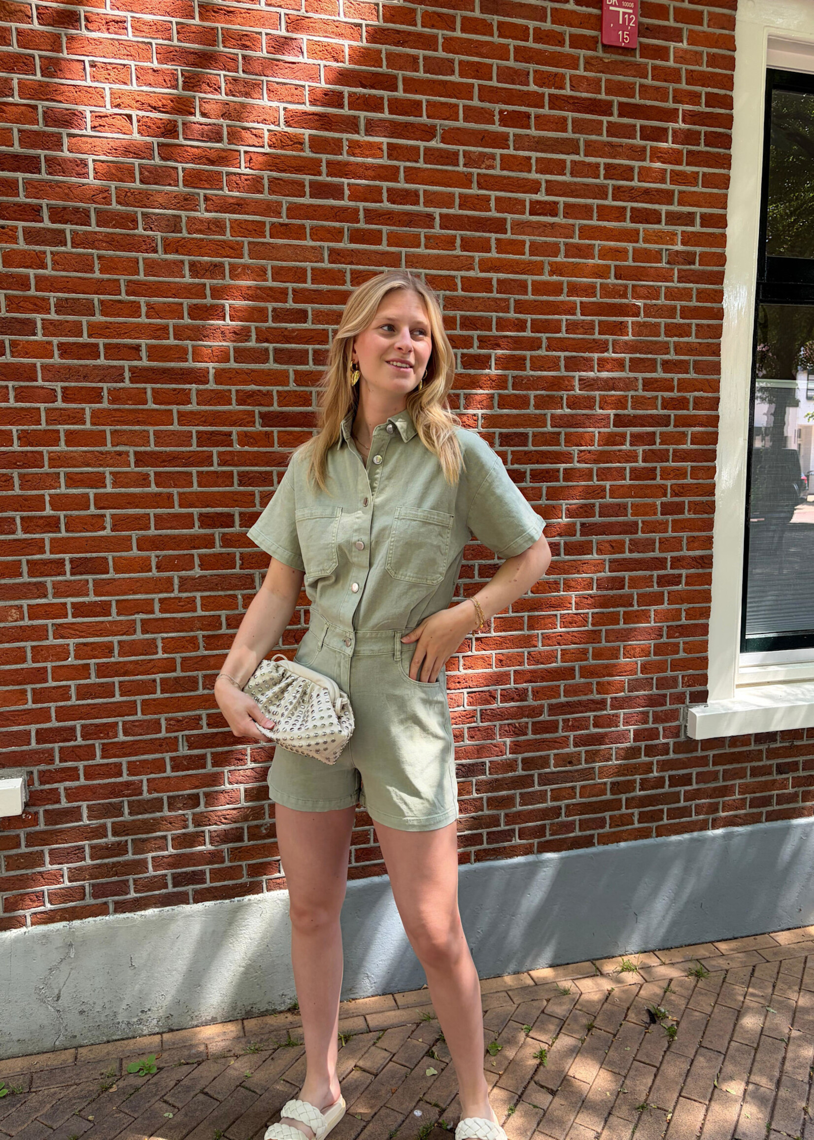 Flo Boutique Denim Playsuit Nour Green