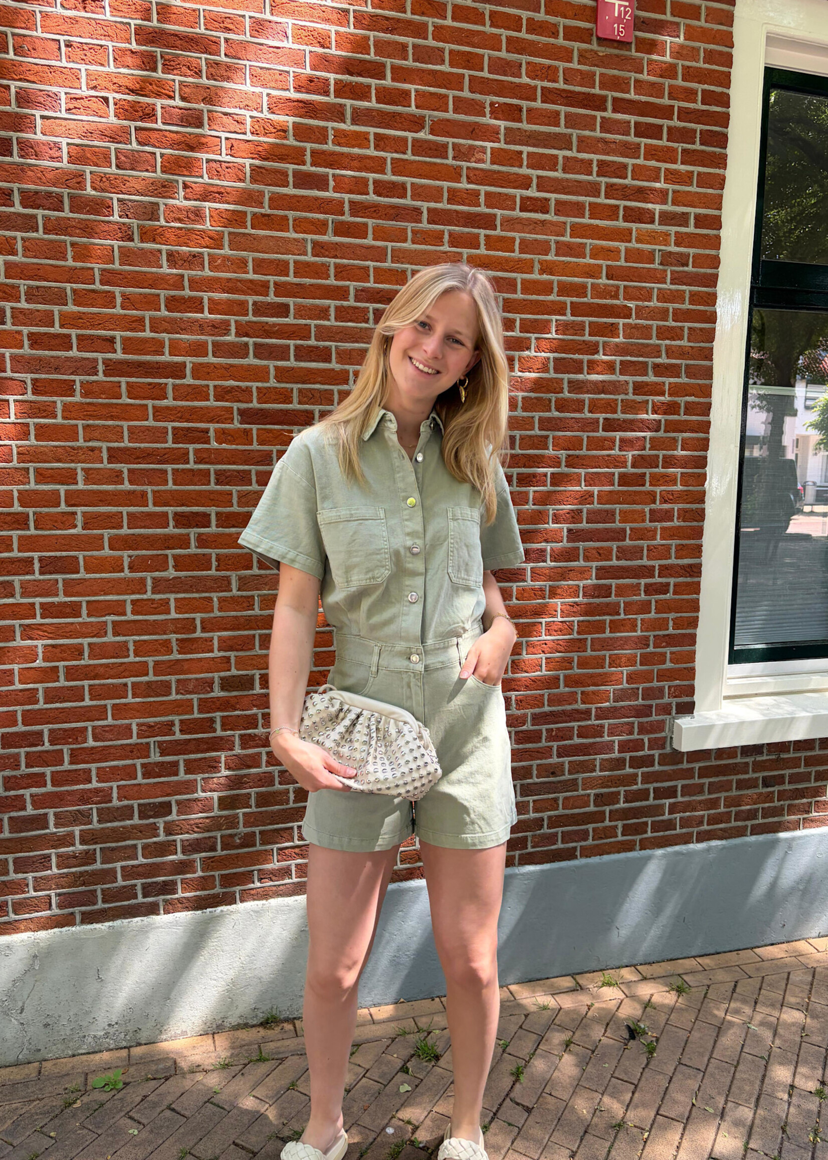Flo Boutique Denim Playsuit Nour Green