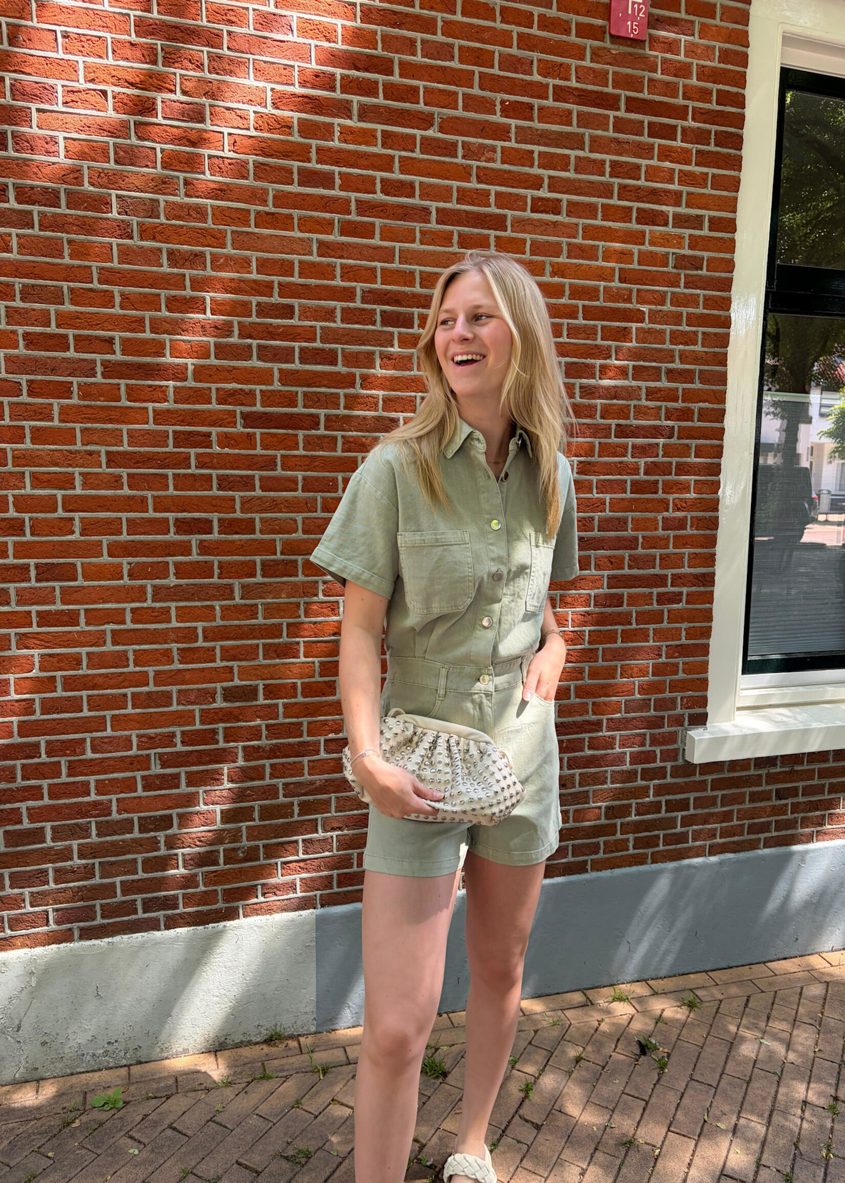 Flo Boutique Denim Playsuit Nour Green