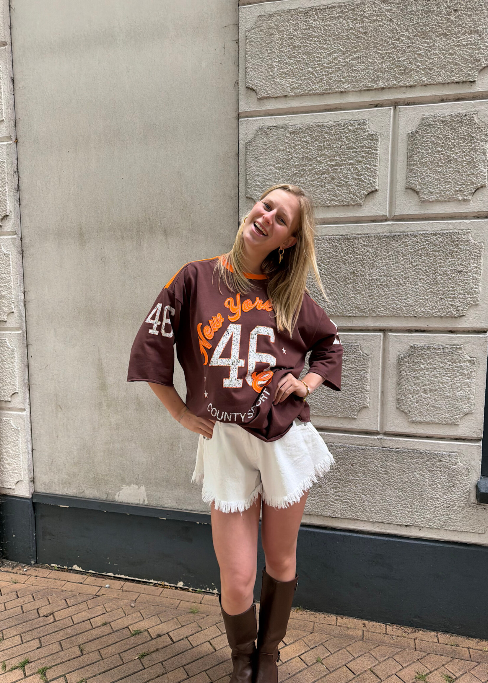 Flo Boutique Baseball Tee New York Brown
