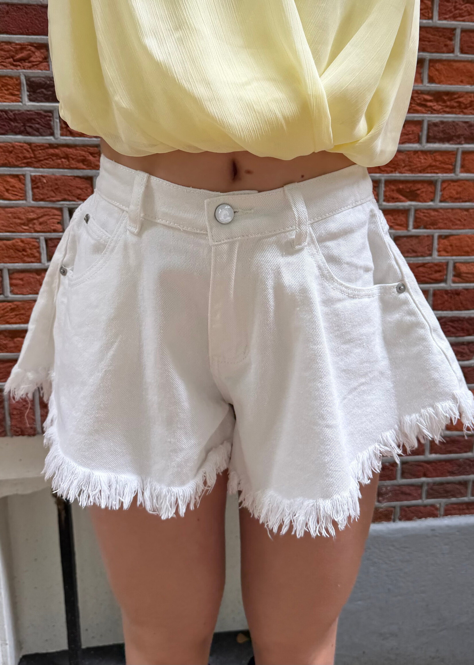 Flo Boutique Denim Short Stevie White