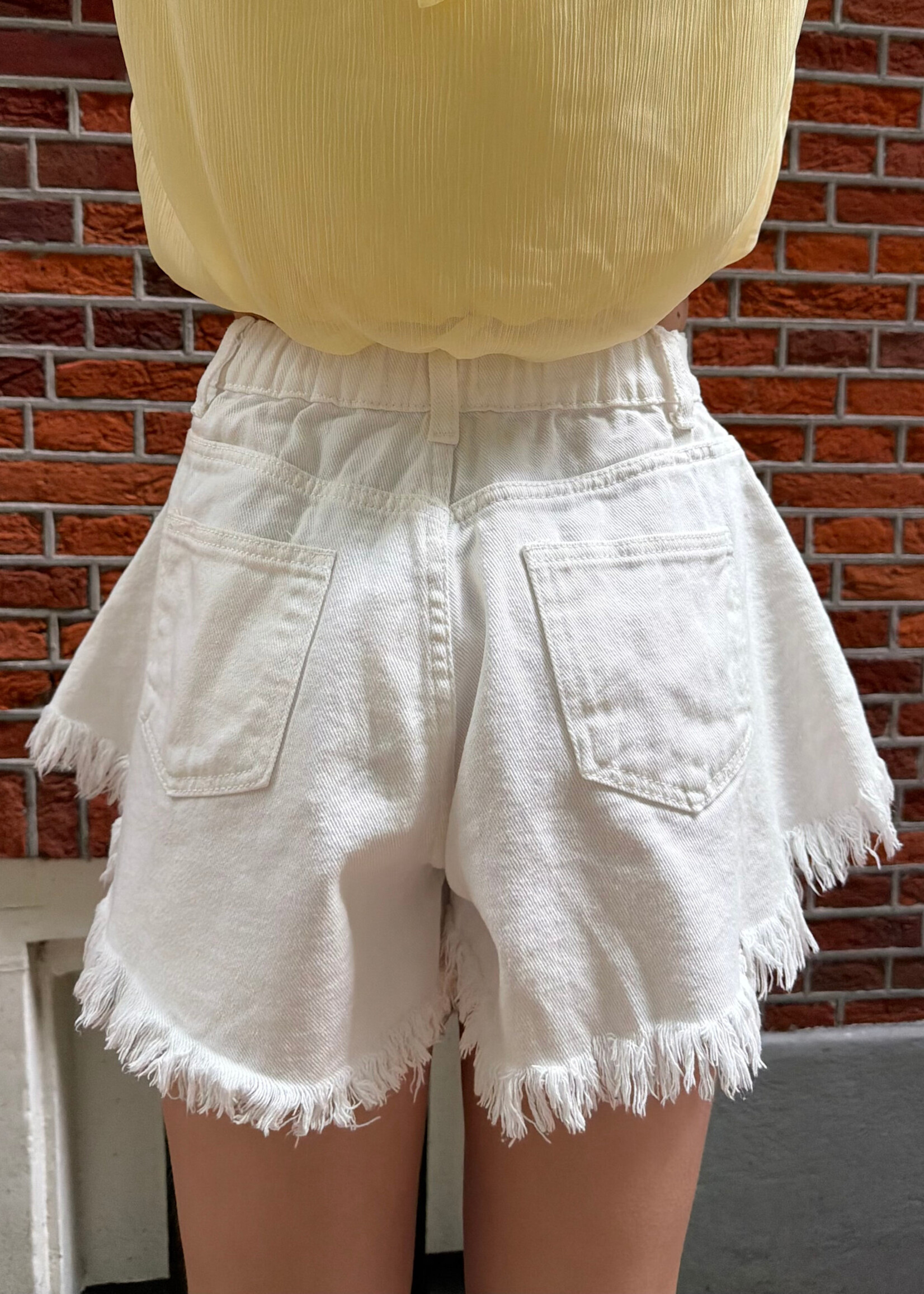 Flo Boutique Denim Short Stevie White