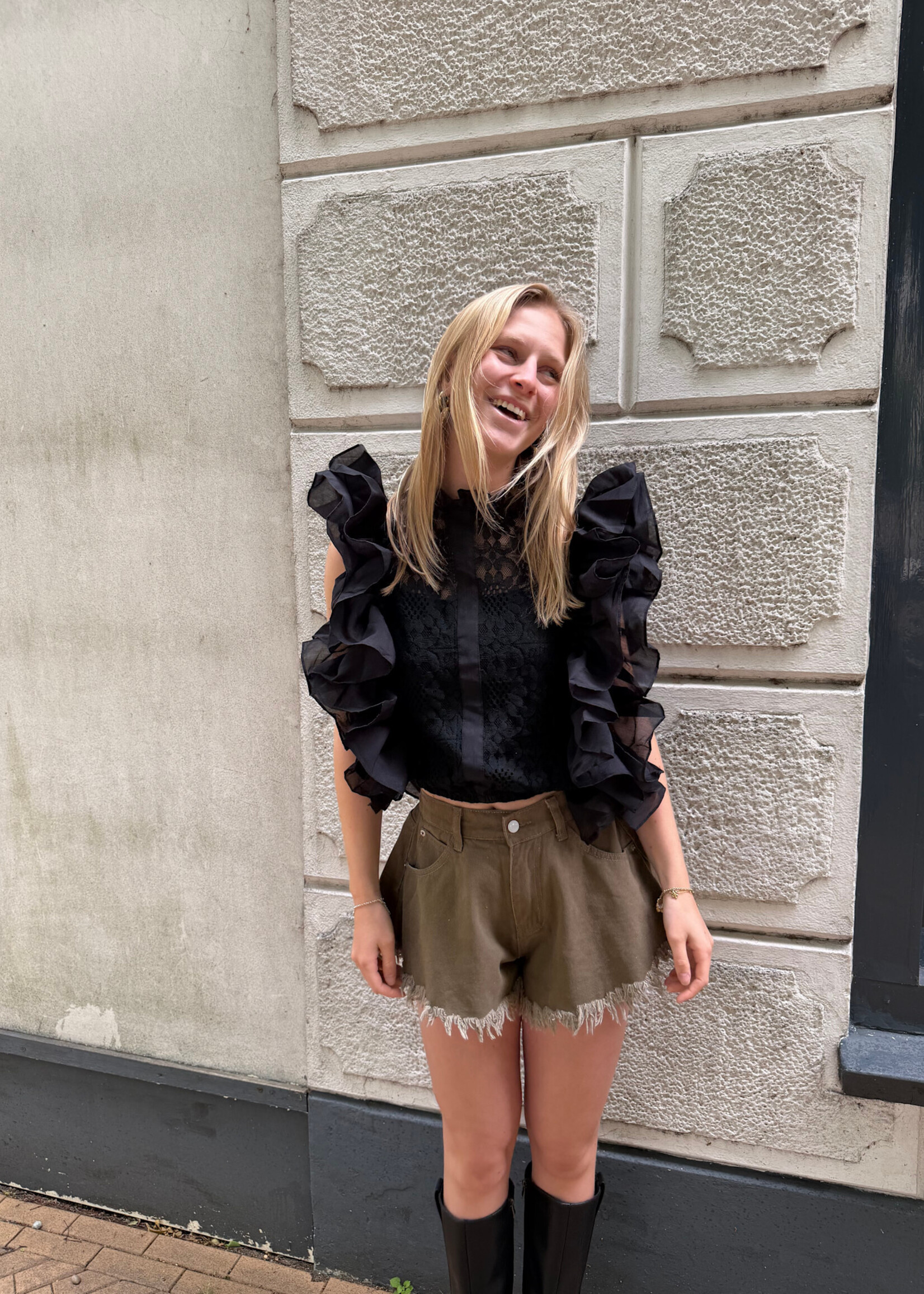 Flo Boutique Denim Short Stevie Army