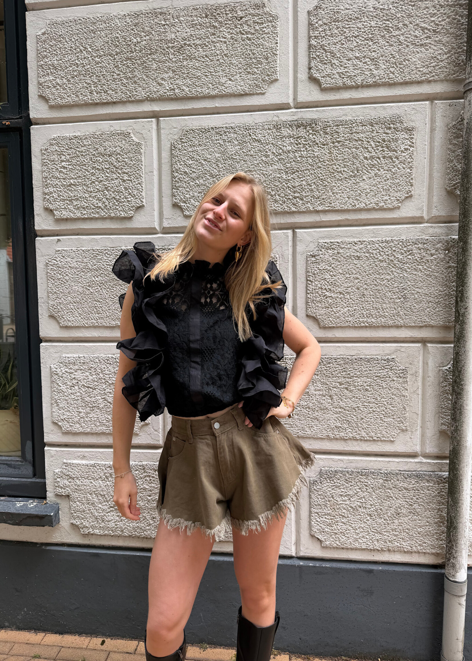 Flo Boutique Denim Short Stevie Army