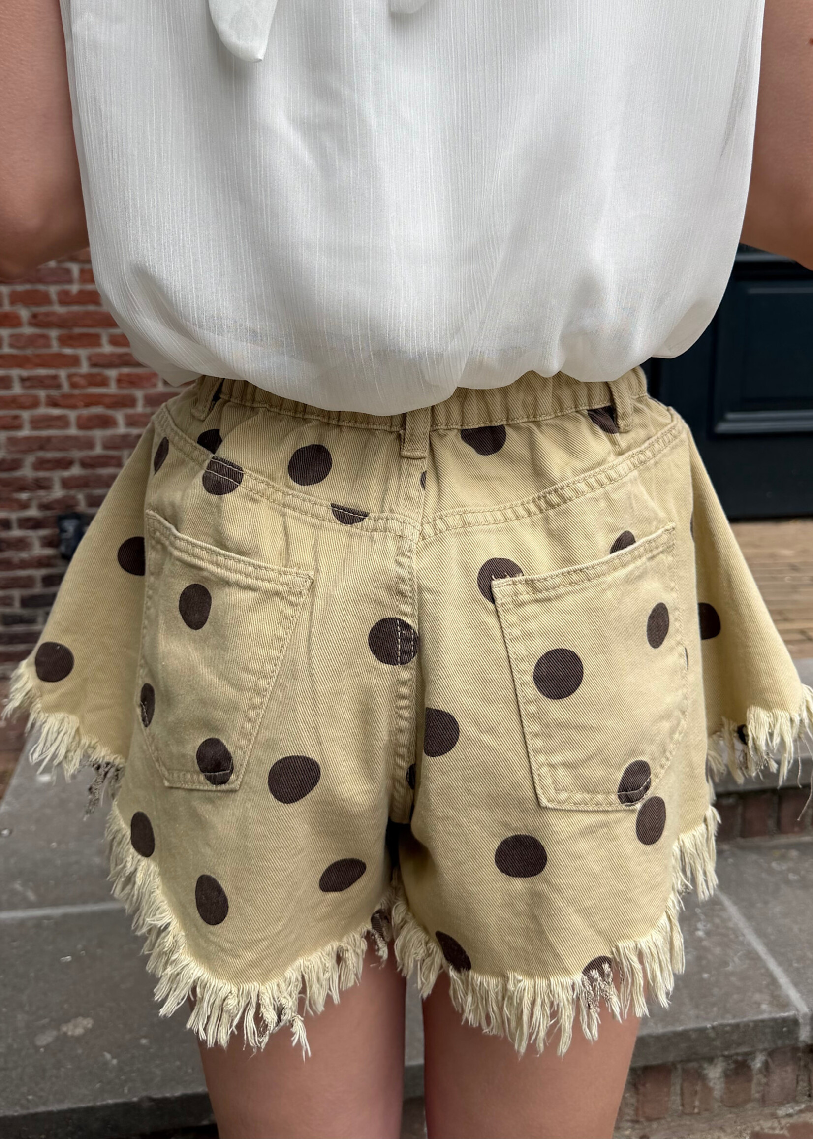 Flo Boutique Denim Short Stevie Dots Taupe