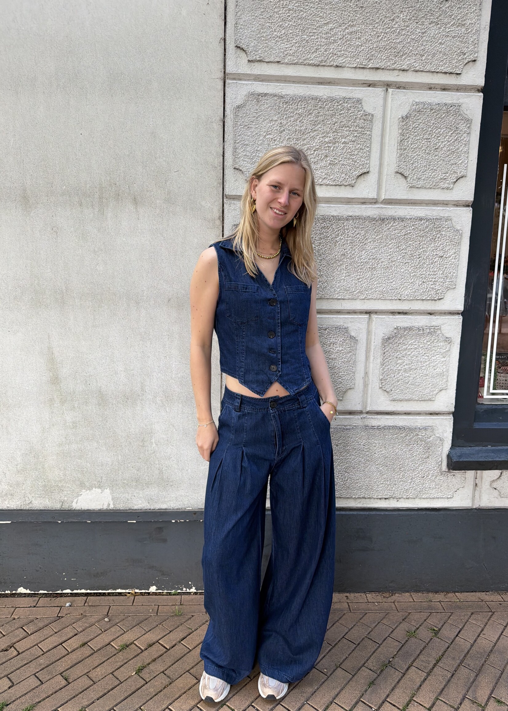 Flo Boutique Denim Gilet Stella Blue