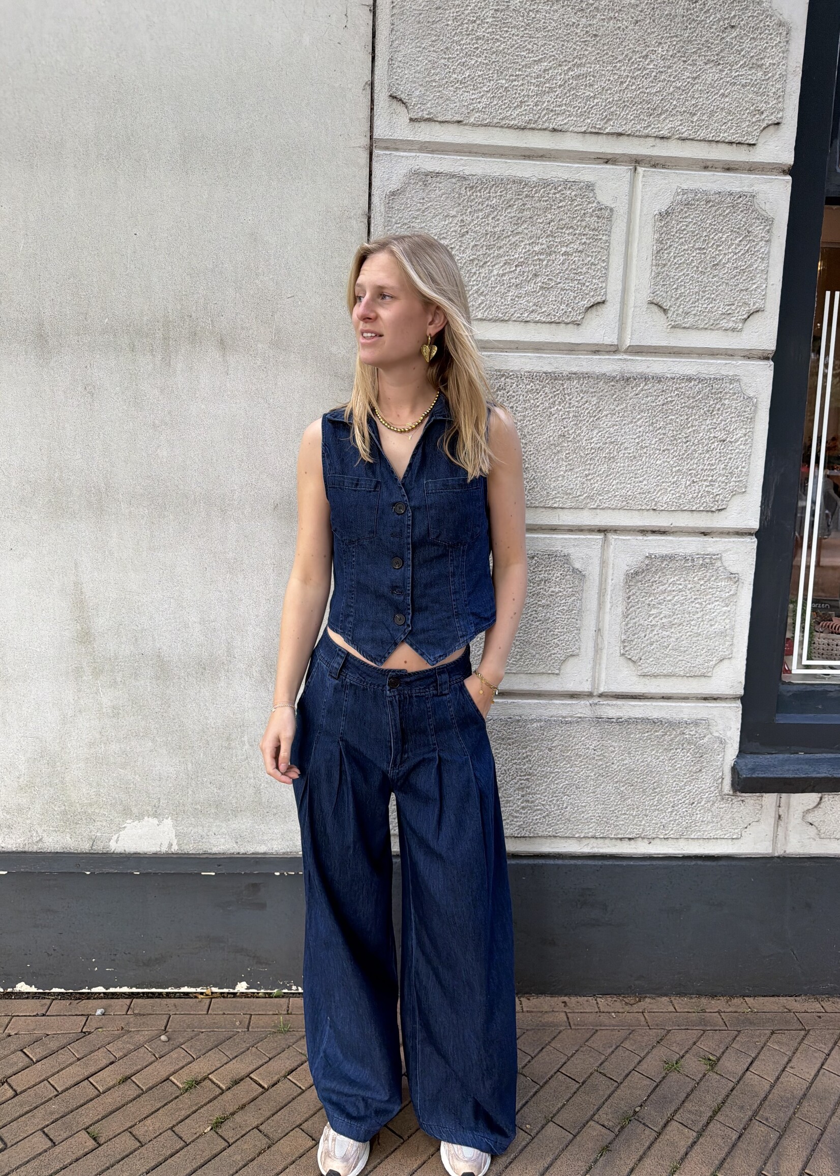 Flo Boutique Denim Gilet Stella Blue