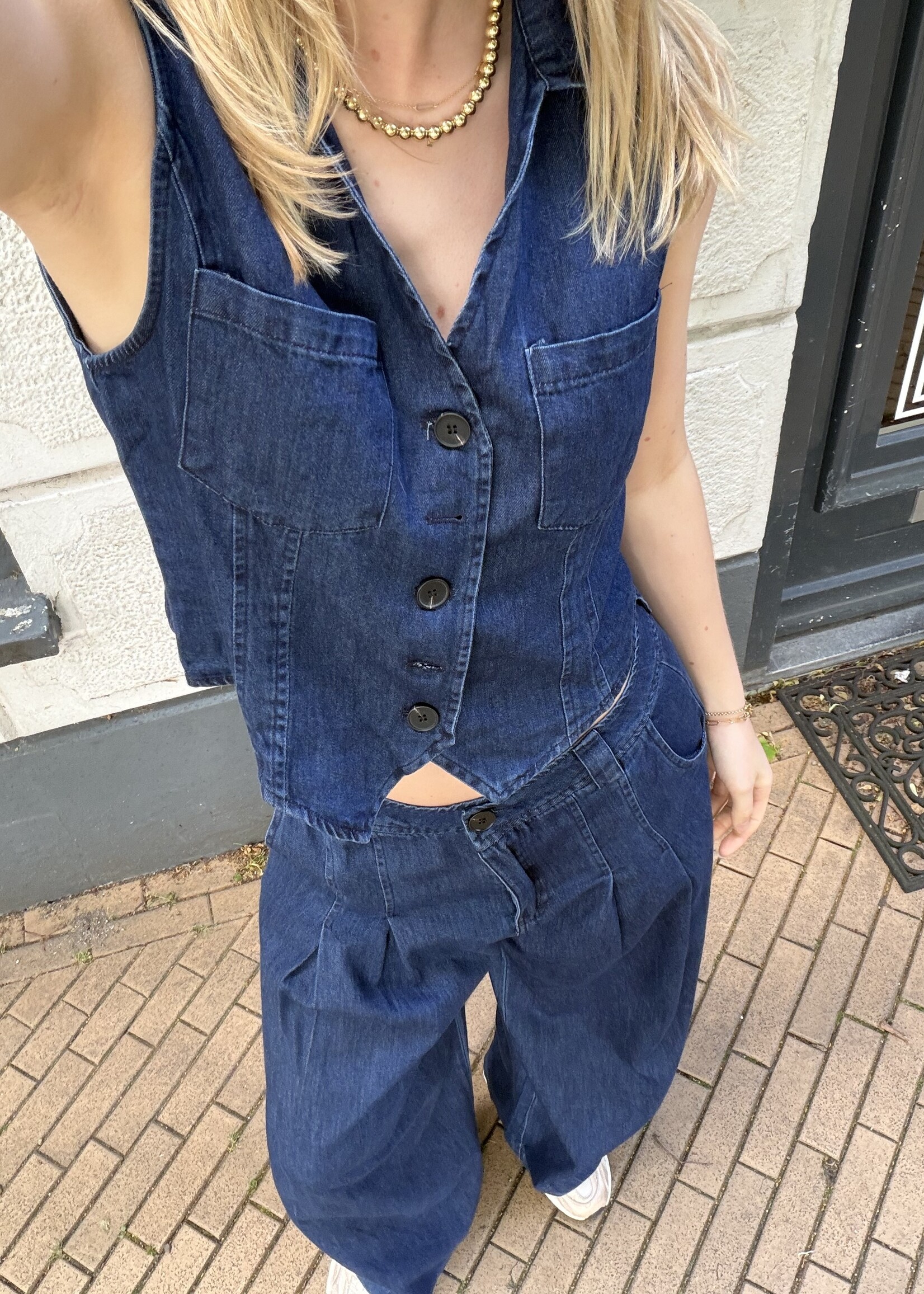 Flo Boutique Denim Gilet Stella Blue