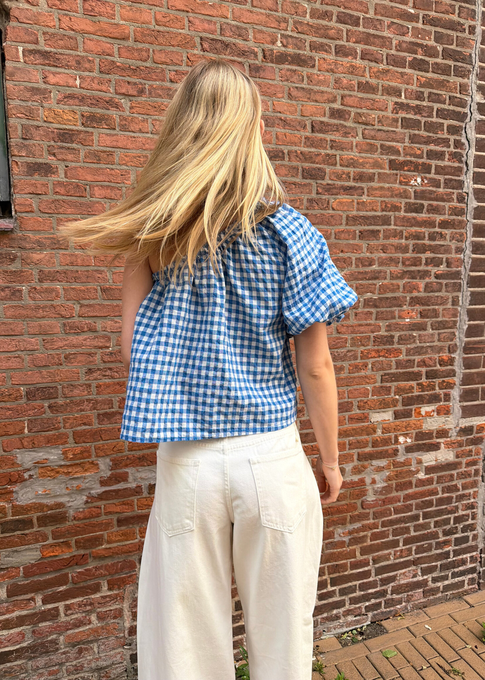 Flo Boutique Top Bowie Checked Blue